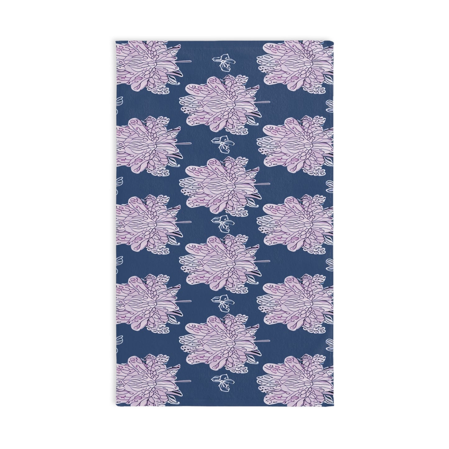 Purple White Floral Butterflies Hand Towel, 16" x 28"