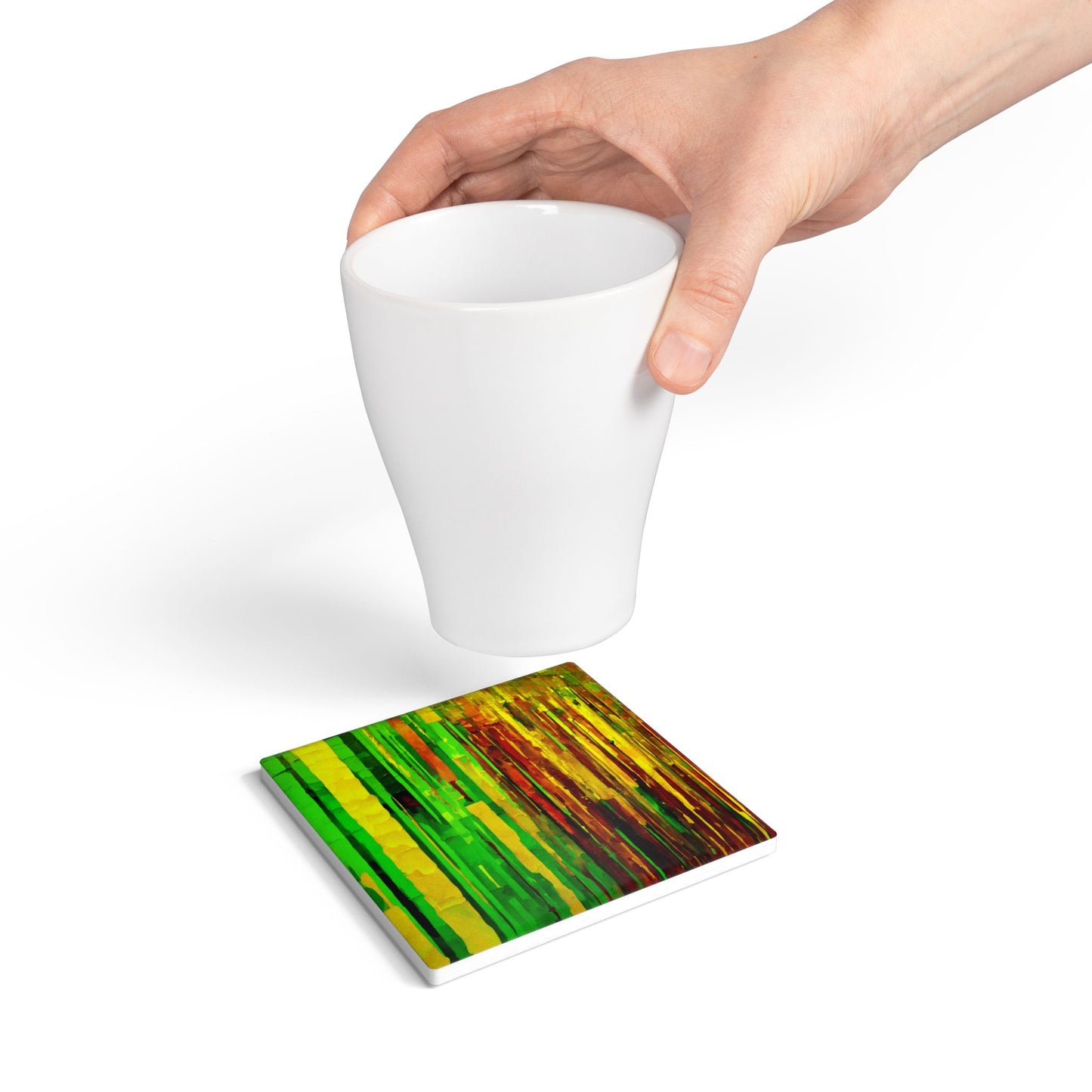 Striped Beta 4" x 4" Square Ceramic Coaster