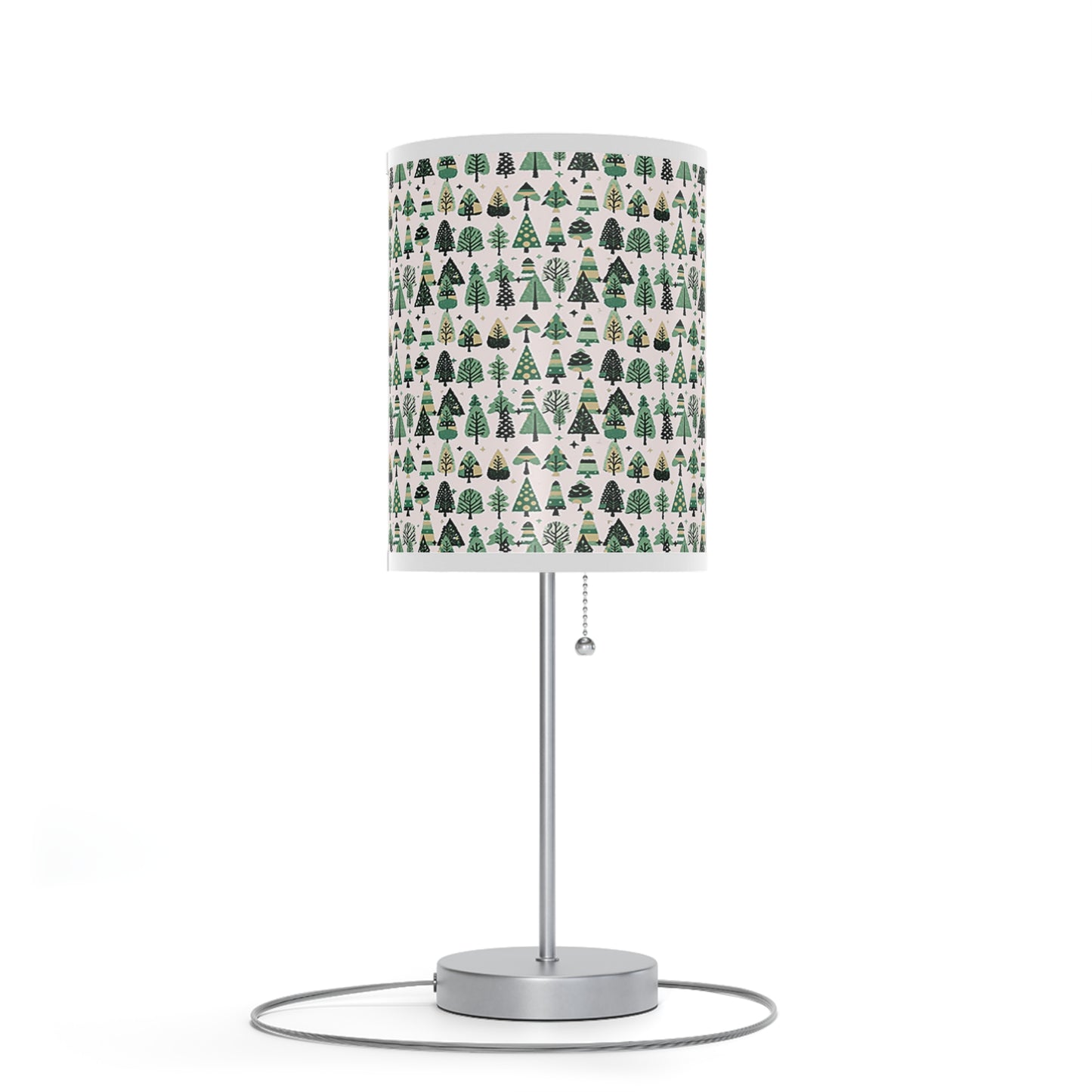 Mini Vintage Green Trees Table Lamp on a White or Silver Stand, US|CA plug