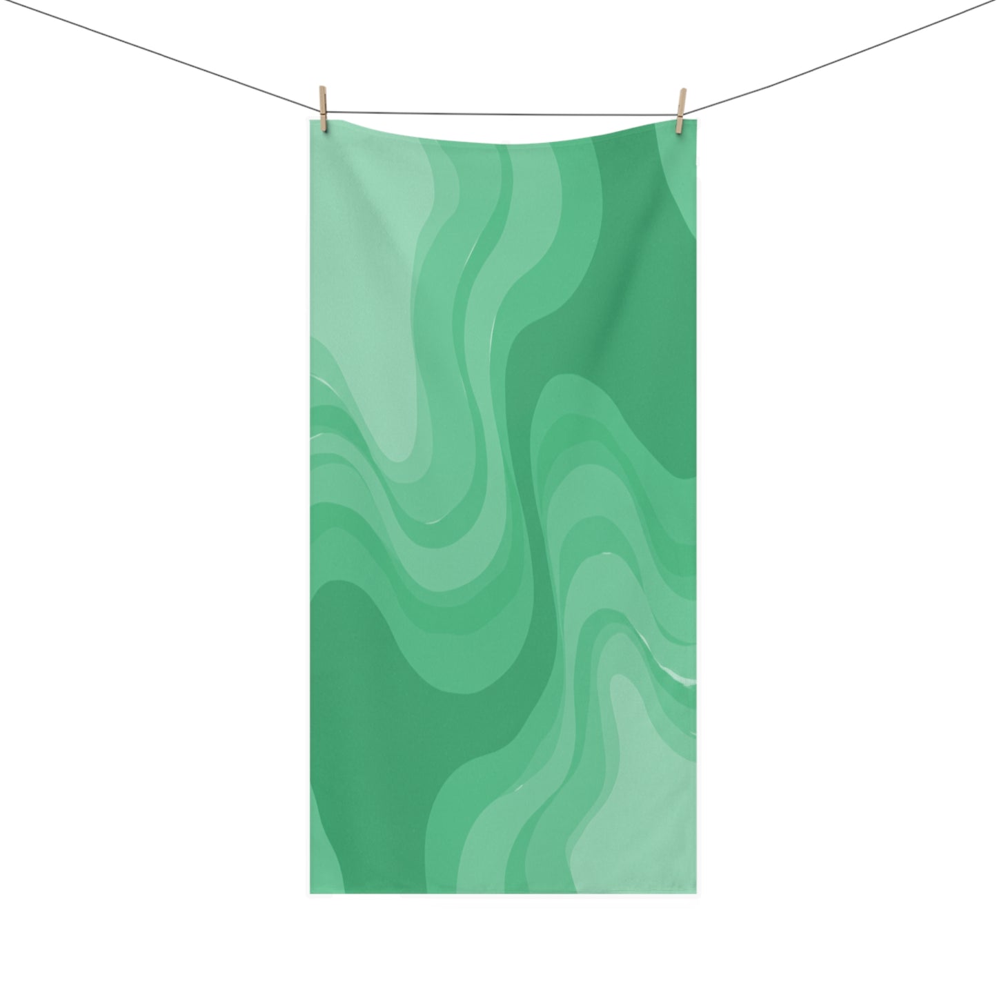 Mint Green Wavey 30" x 60" Mink-Cotton Towel (50% polyester, 50% cotton)