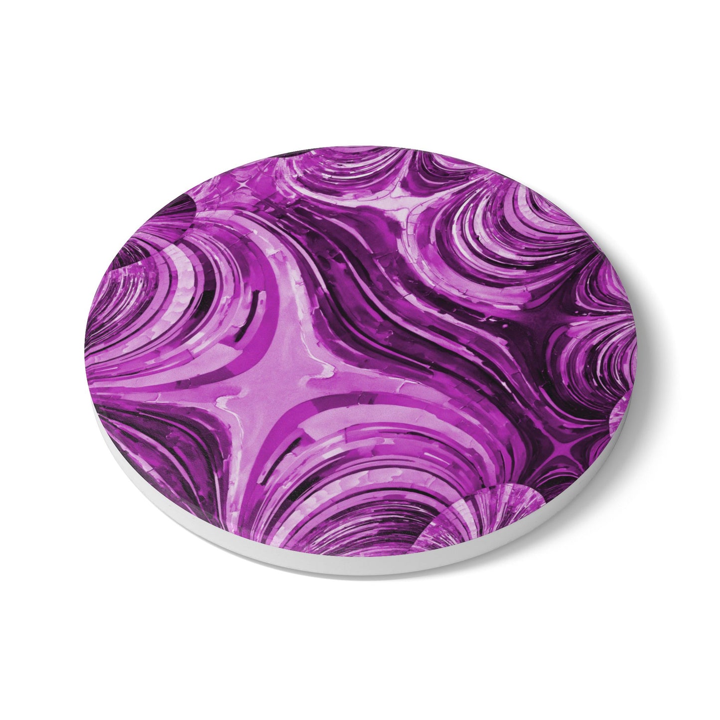 Uzi Spiral Powder Lavender 4" x 4" Round Ceramic Coaster