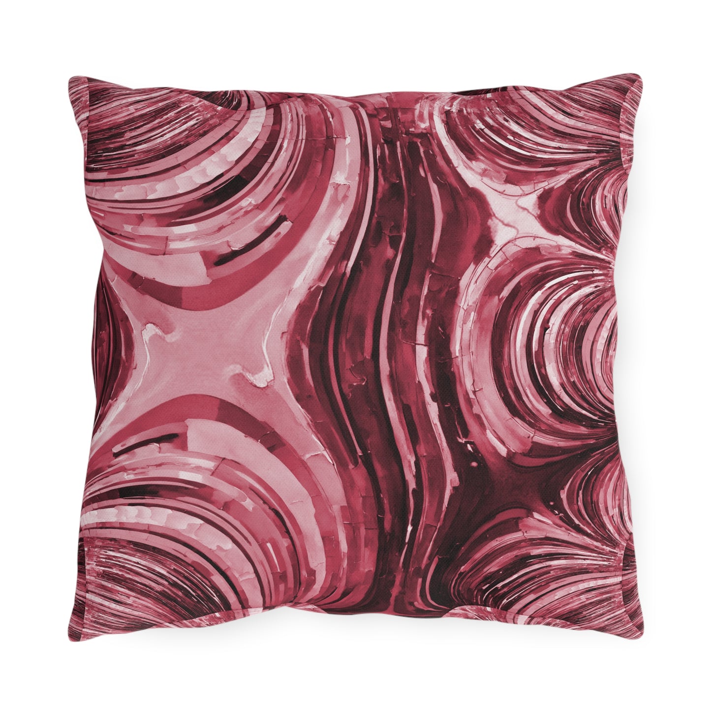 Uzi Spiral Ruby Outdoor Pillow, 16" x 16"