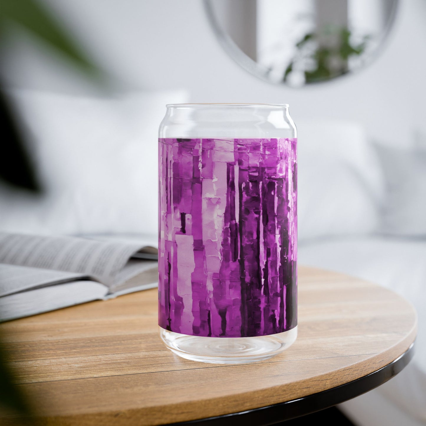 Striped Powder Lavender Sipper Glass, 16oz