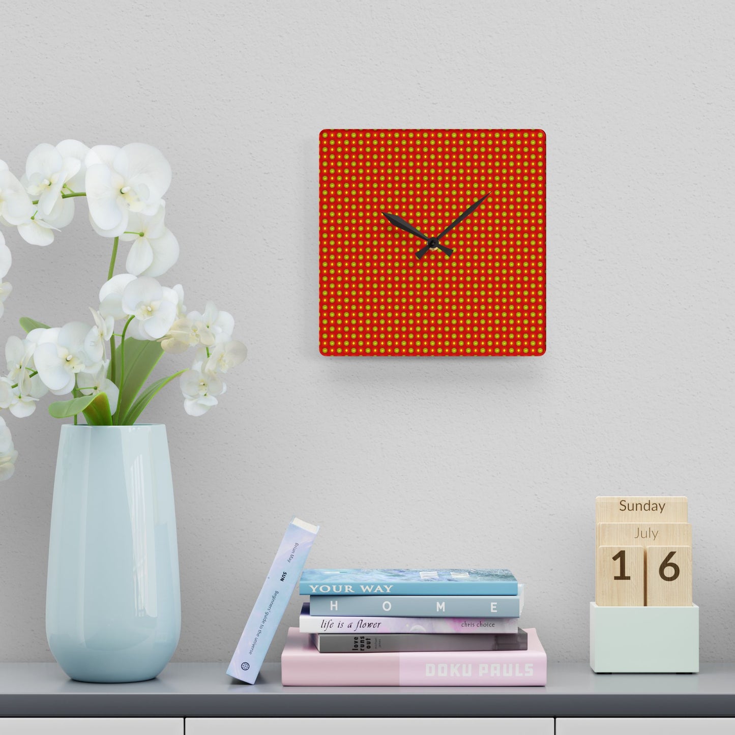 Late Evening Star-crossed Bodies Acrylic Wall Clock, Round or Square, 10.75" x 10.75"