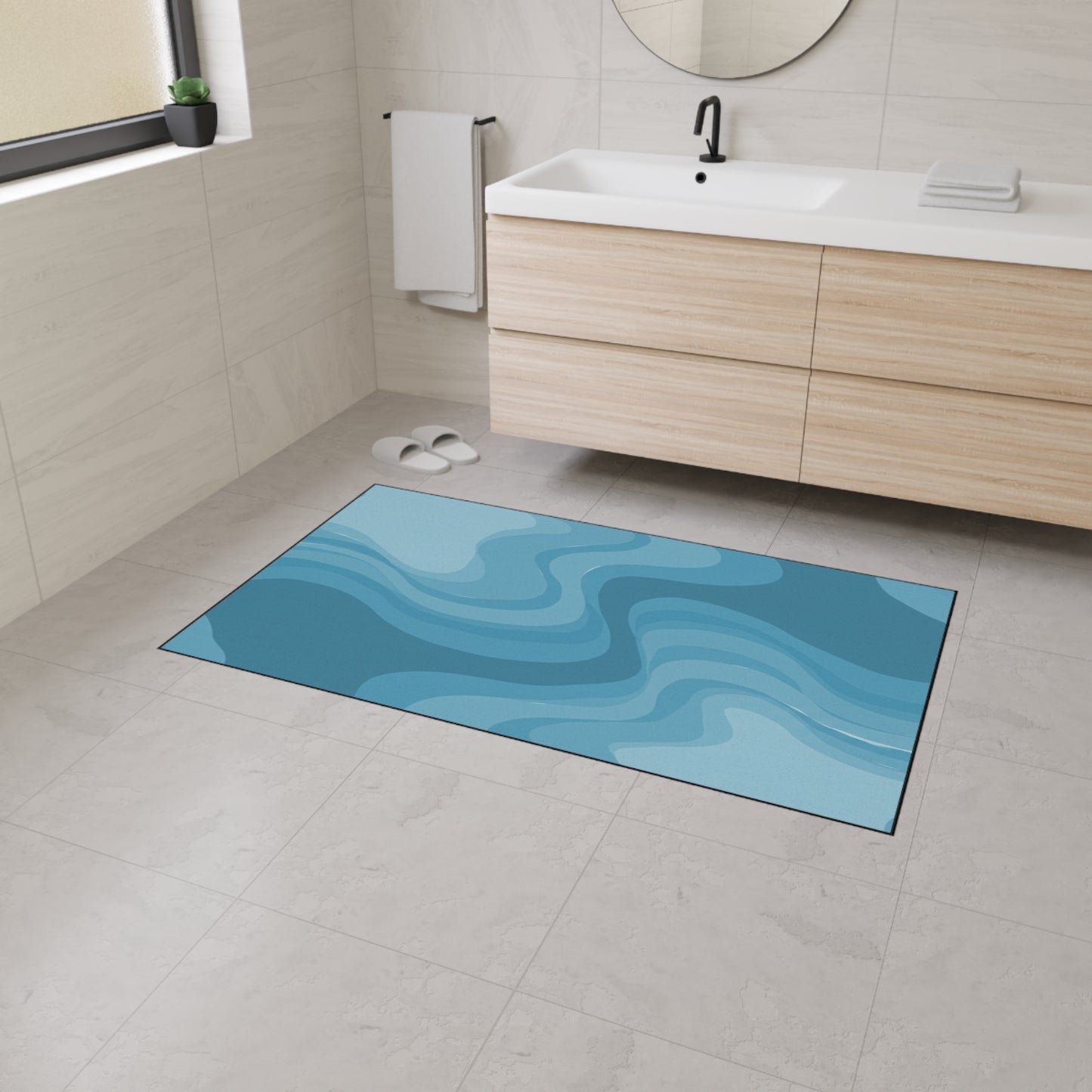 Sky Blue Wavey 36" x 60" Heavy Duty Floor Mat