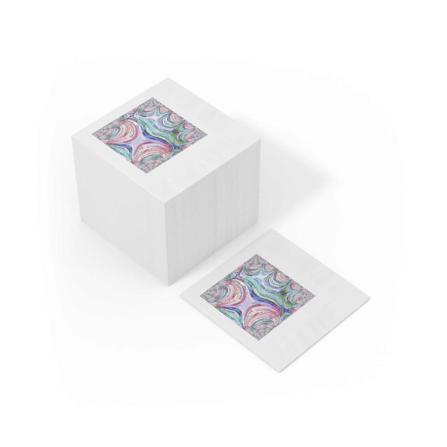 Uzi Spiral Pastels White Coined Napkins, 4.8" x 4.8"