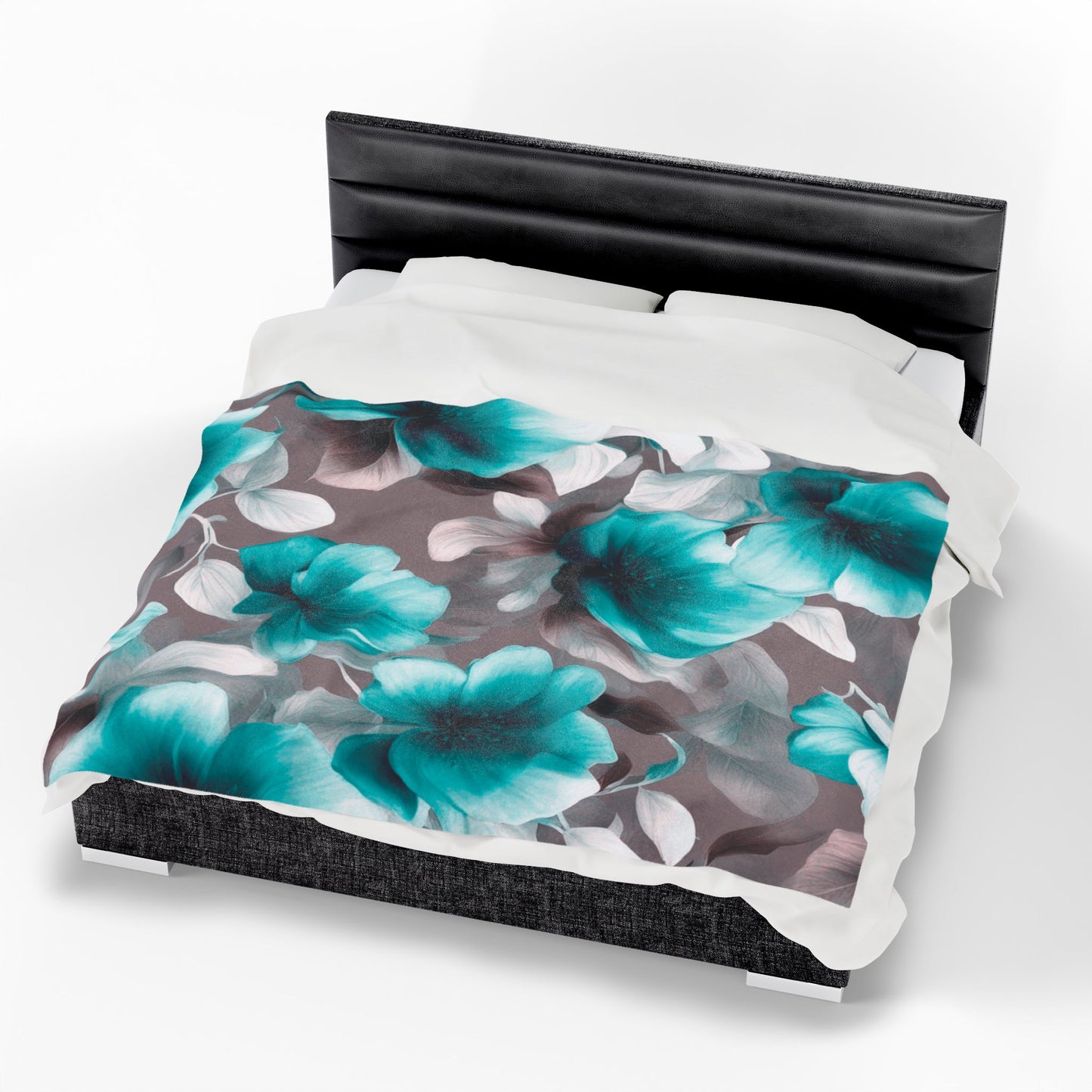 Tif Green Gray Floral Bunch Velveteen Plush Blanket, 60" x 80"
