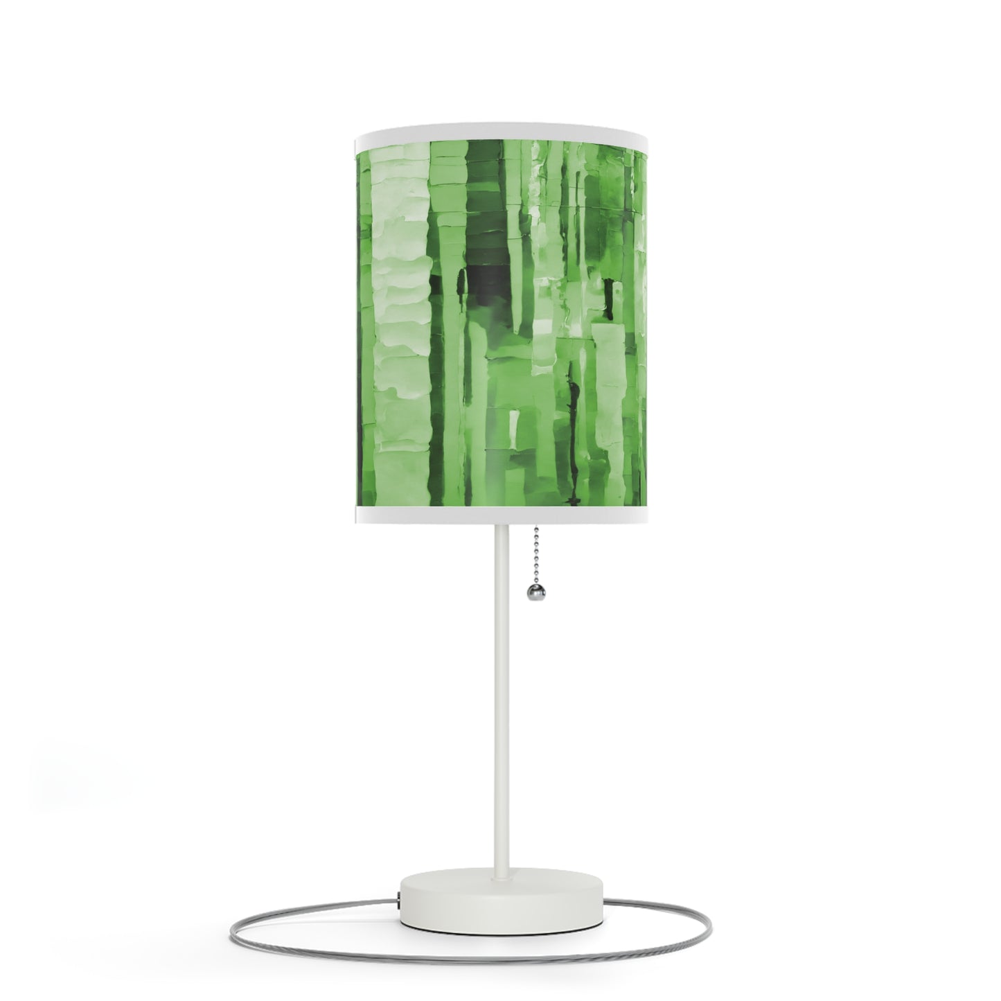 Striped Mint Pastel Table Lamp on a White or Silver Stand, US|CA plug