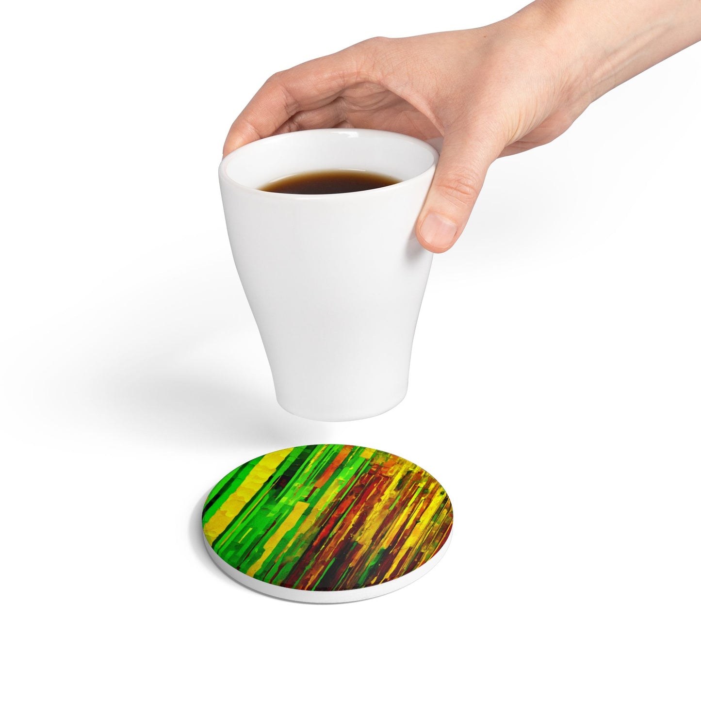 Striped Beta 4" x 4" Round Ceramic Coaster