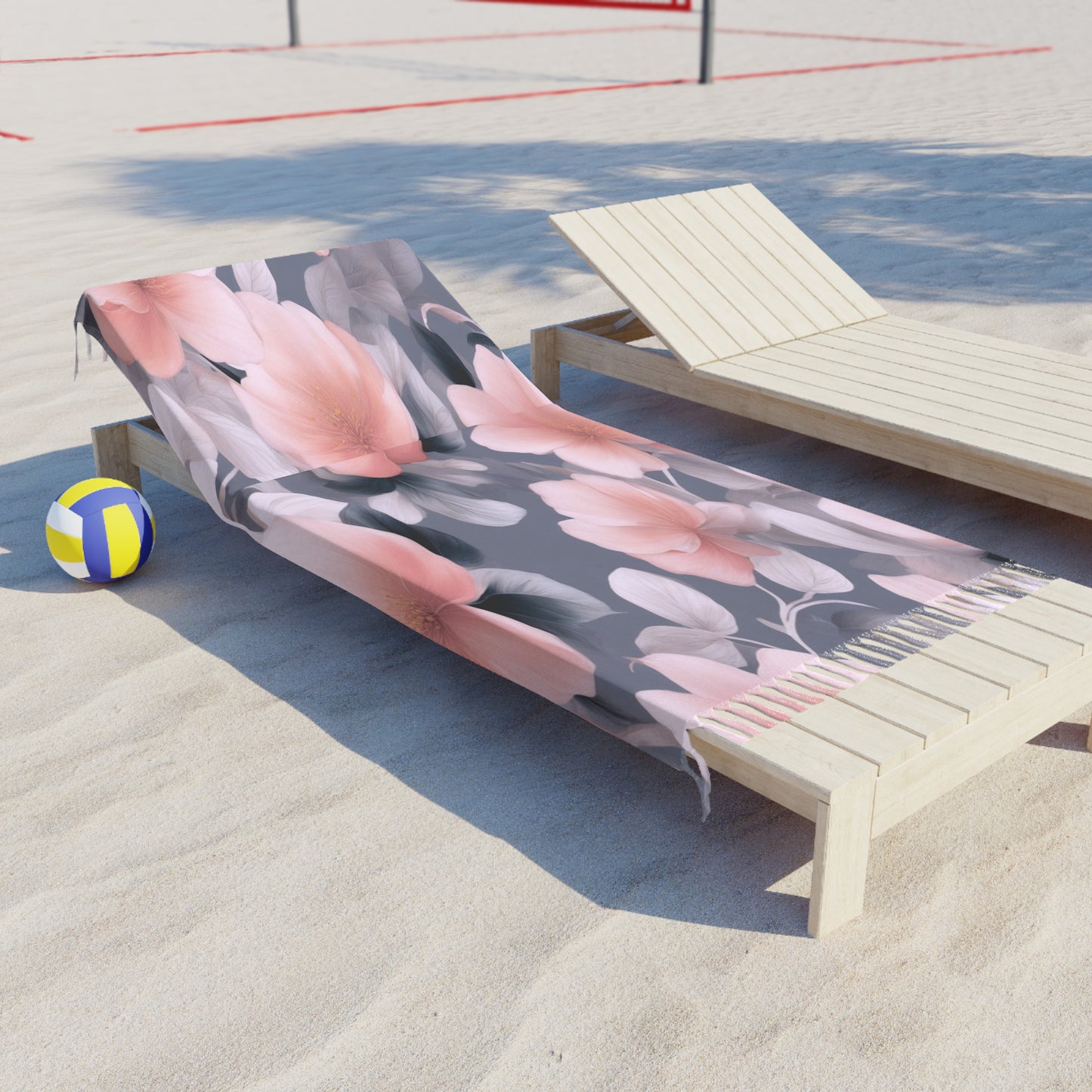 Peach and Blue Gray Floral Bunch 38" × 81" Boho Beach Cloth