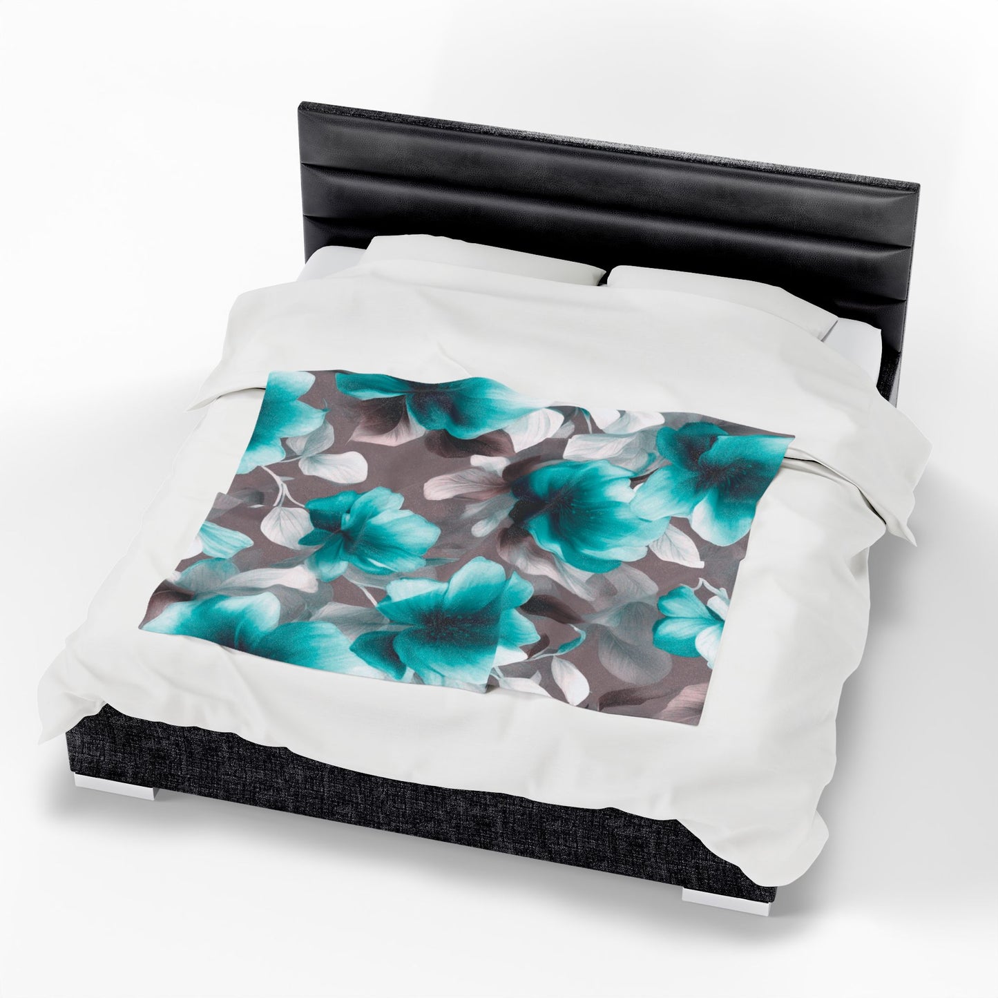 Tif Green Gray Floral Bunch Velveteen Plush Blanket, 50" x 60"