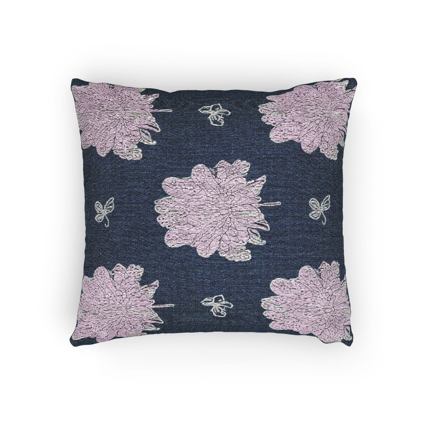 Purple White Floral Butterflies Woven Pillow, 17" x 18"