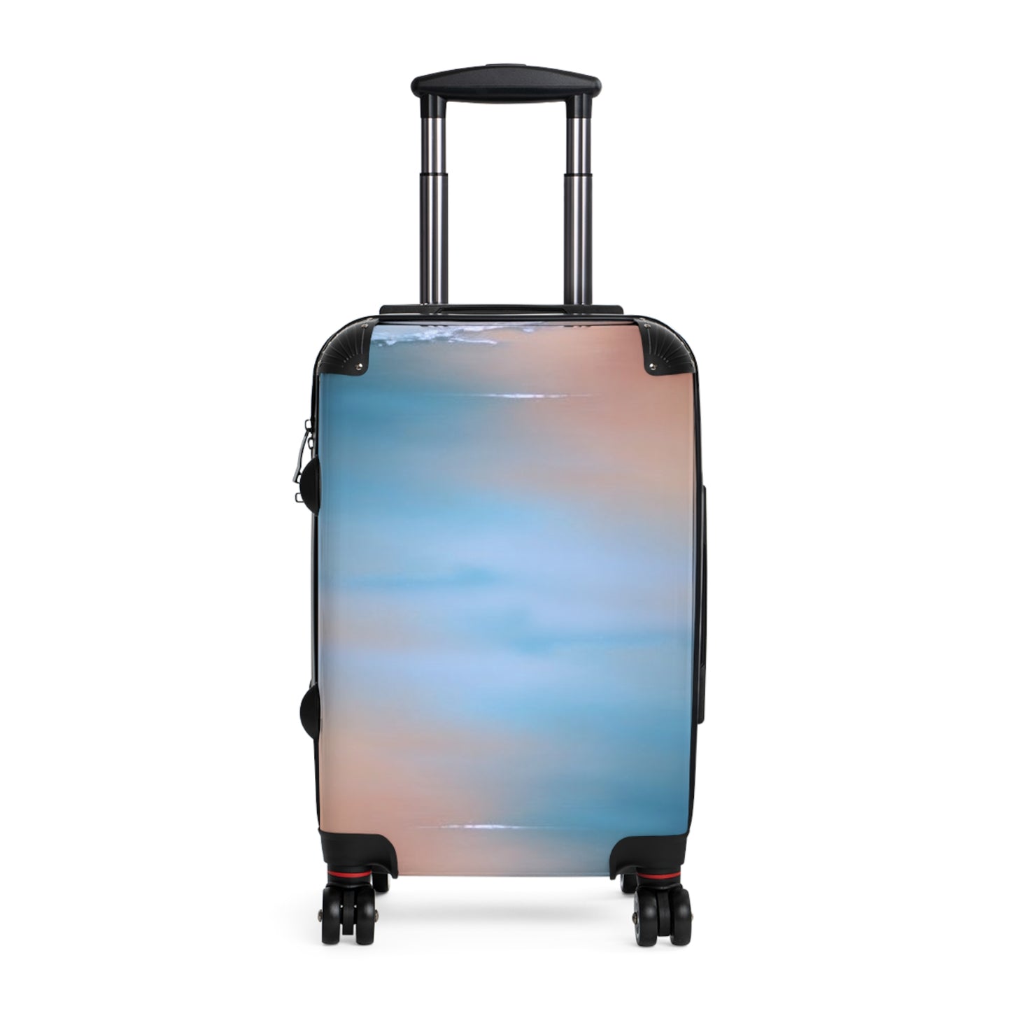 Blue Sea Peach Fog Small Suitcase with built in lock, 4 double-wheels, telescopic handle, and ABS back hard-shell