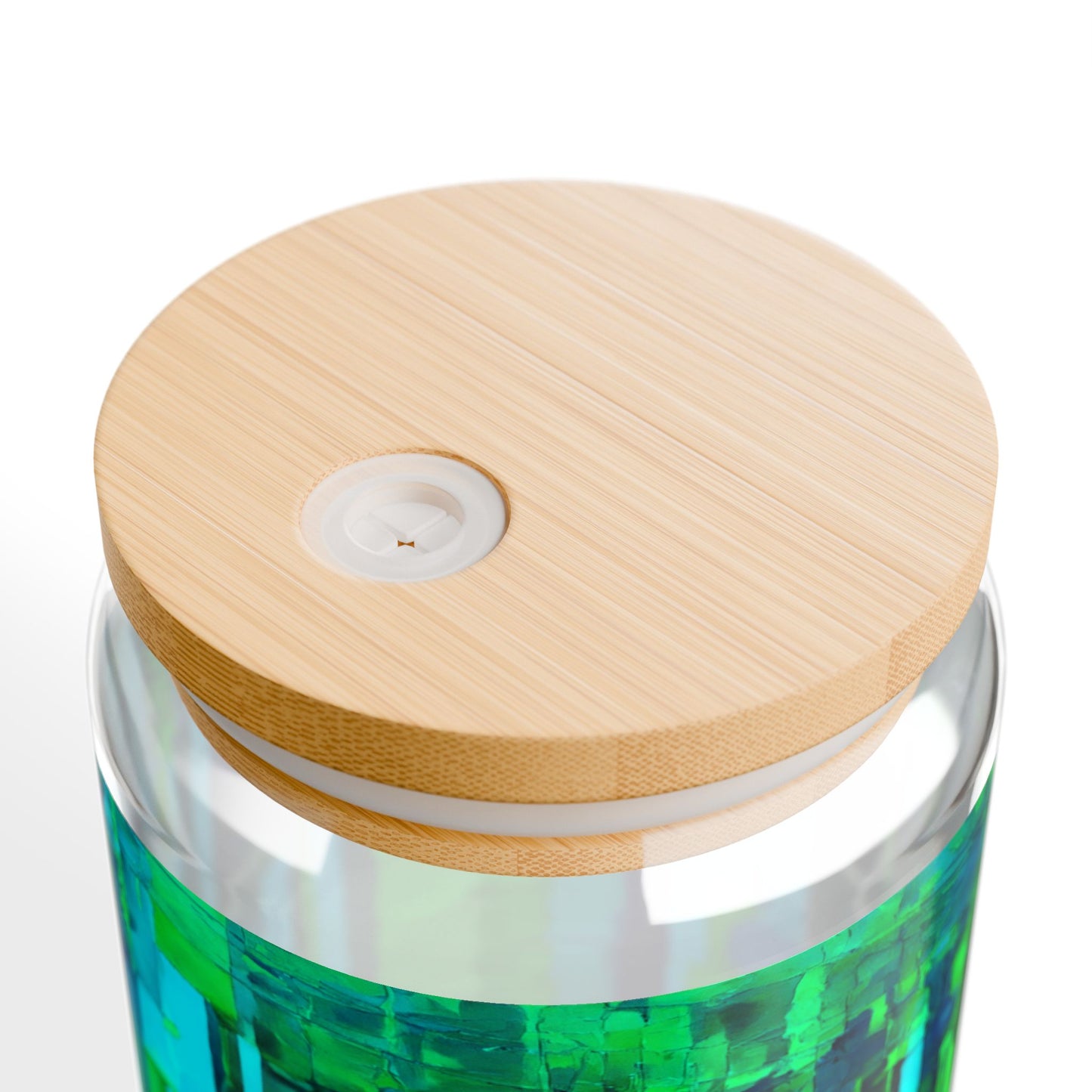 Striped Blue Green Glass, 16oz
