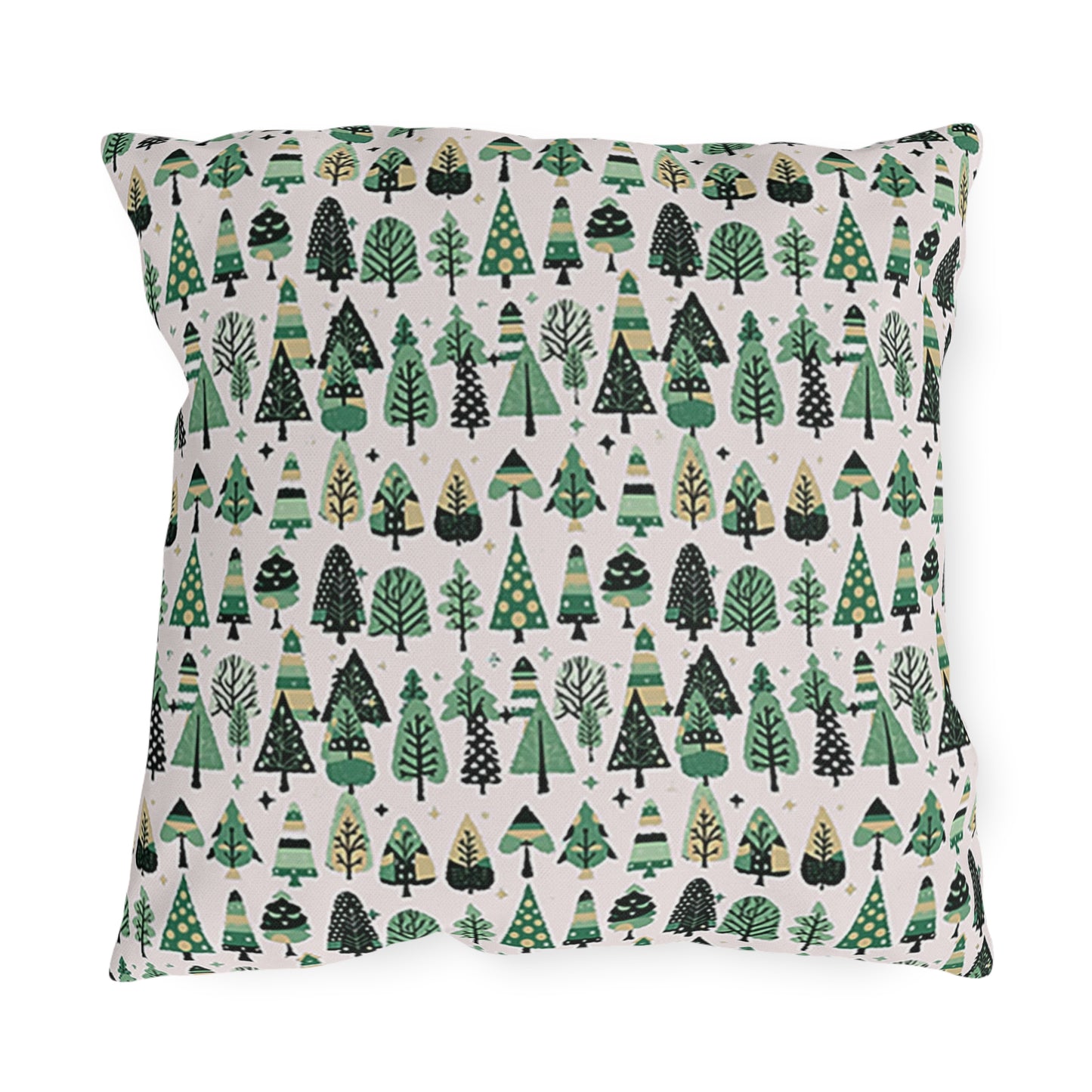 Mini Vintage Green Trees 18" x 18" Outdoor Pillow