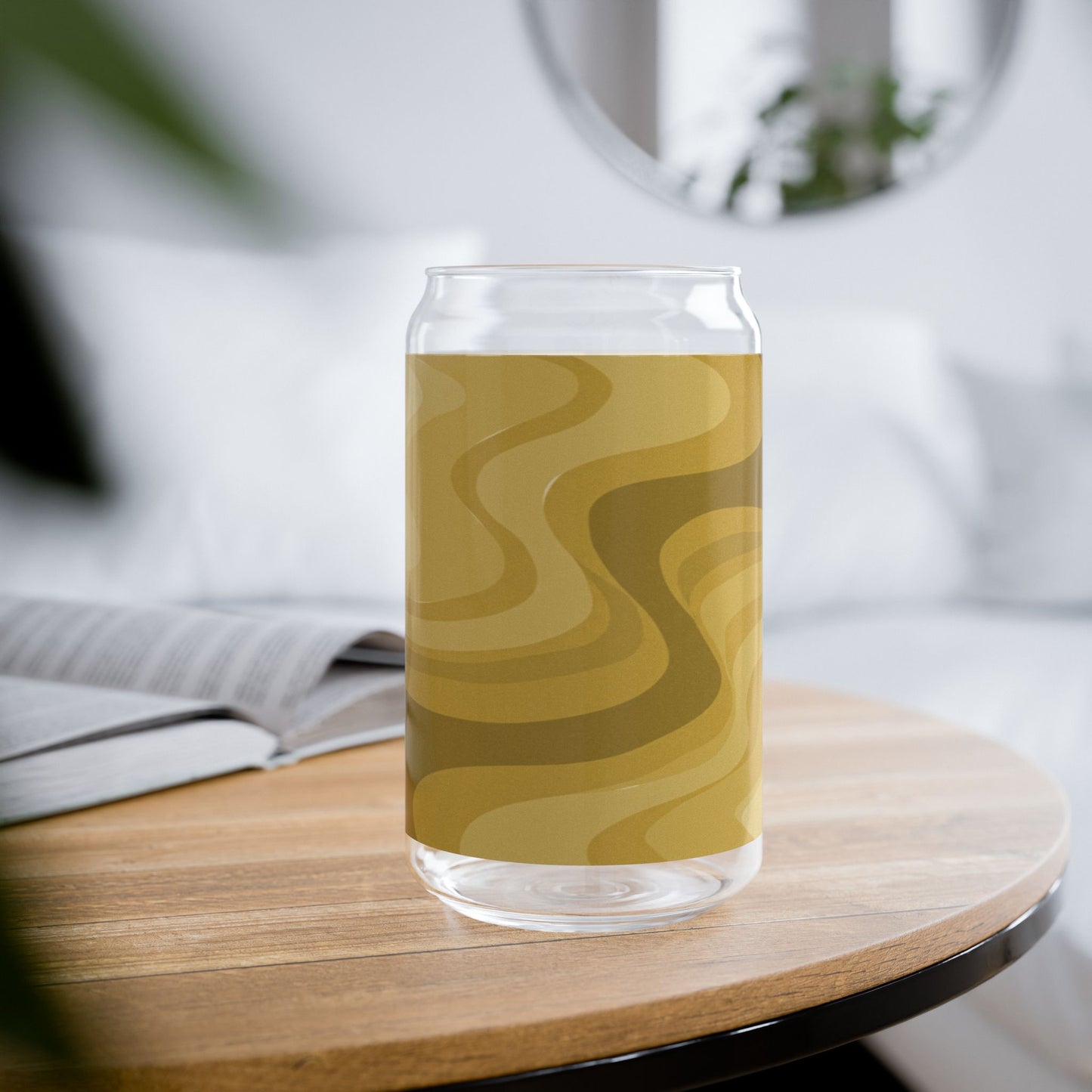 Brown Wavey Sipper Glass, 16oz