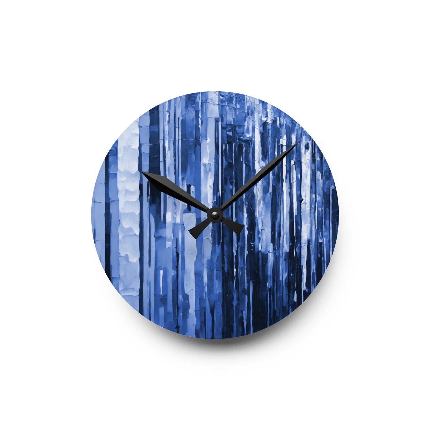 Striped Deep Blue Acrylic Round Wall Clock, 8" x 8"