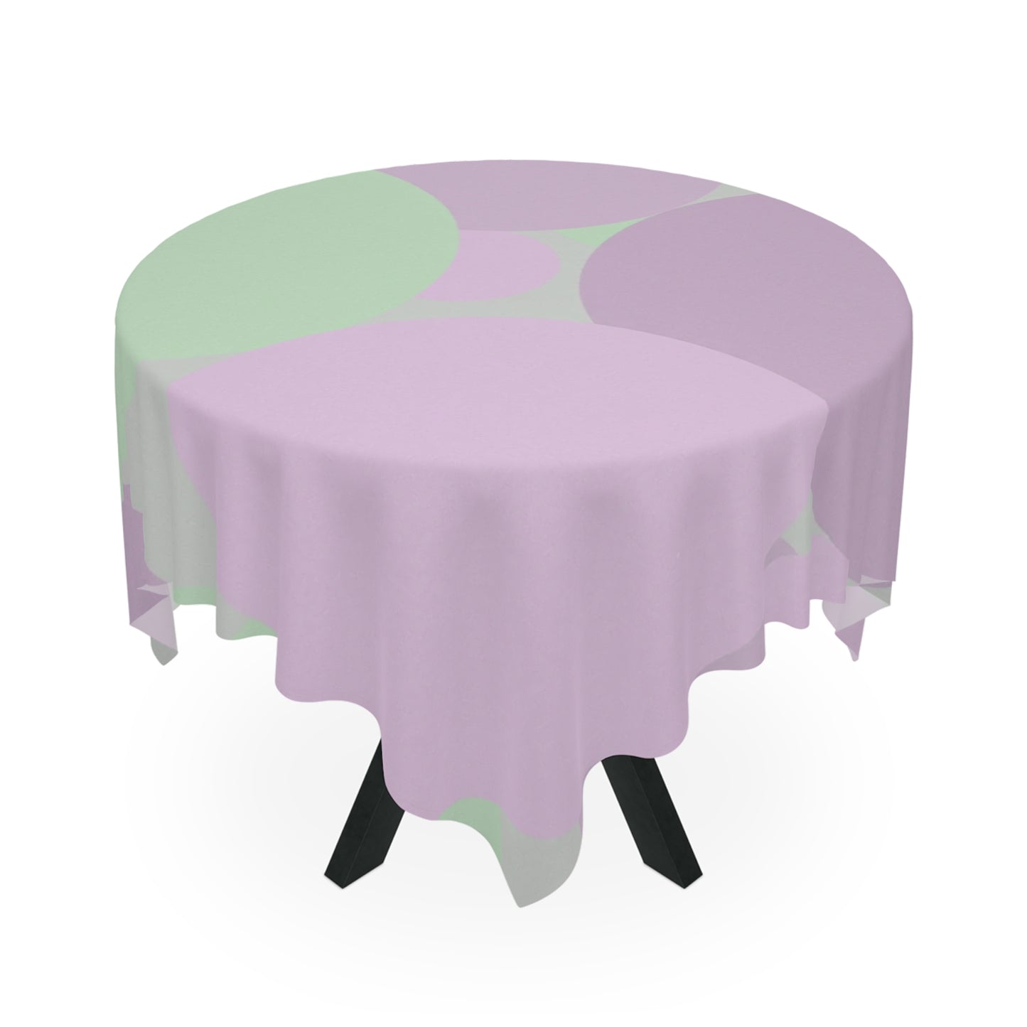 Pastel Lavender Purple and Soft Green Patches Tablecloth, 55" x 55"