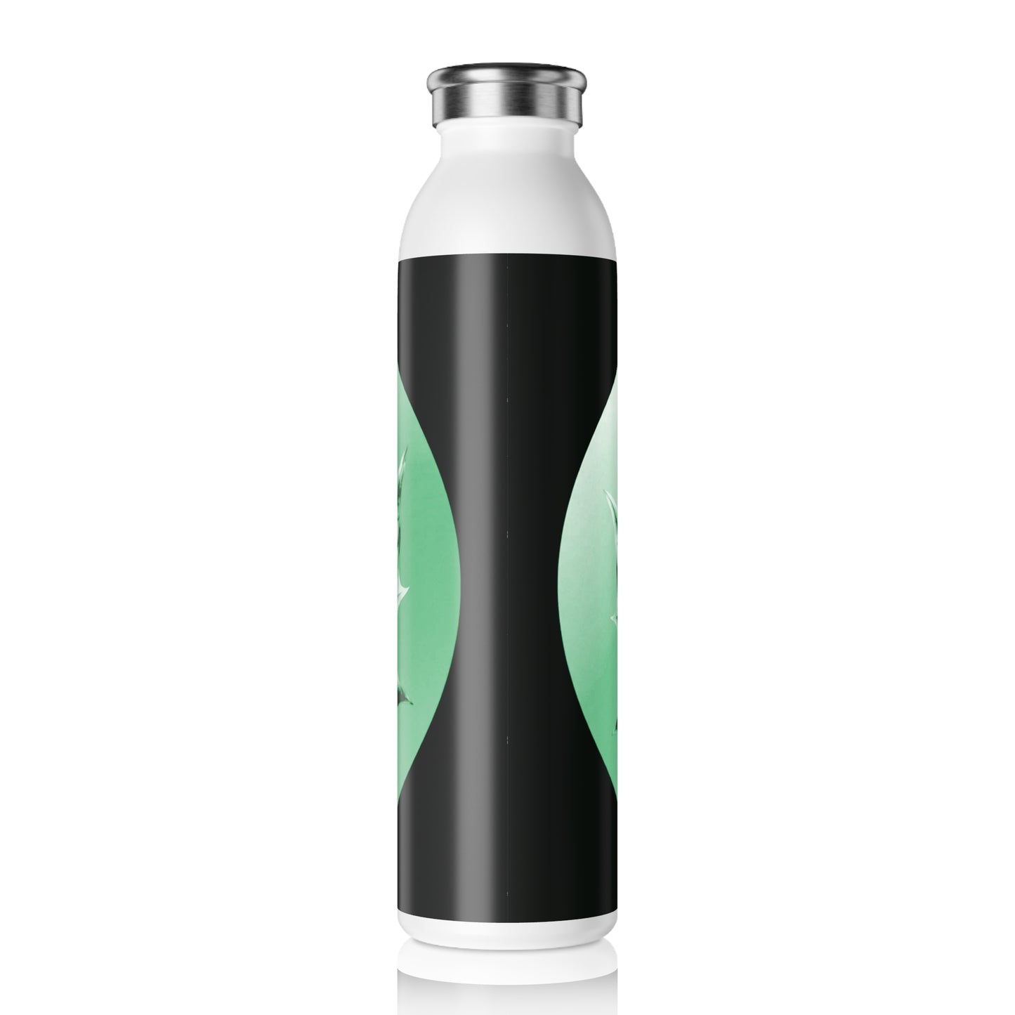 Mint Green Maple Leaf Slim Water Bottle, 20 oz White