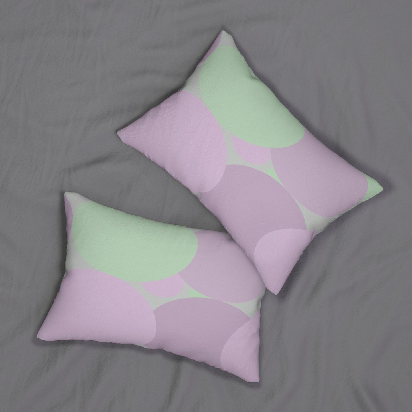 Pastel Lavender Purple and Soft Green Patches Spun Polyester Lumbar Pillow, 20" x 14"