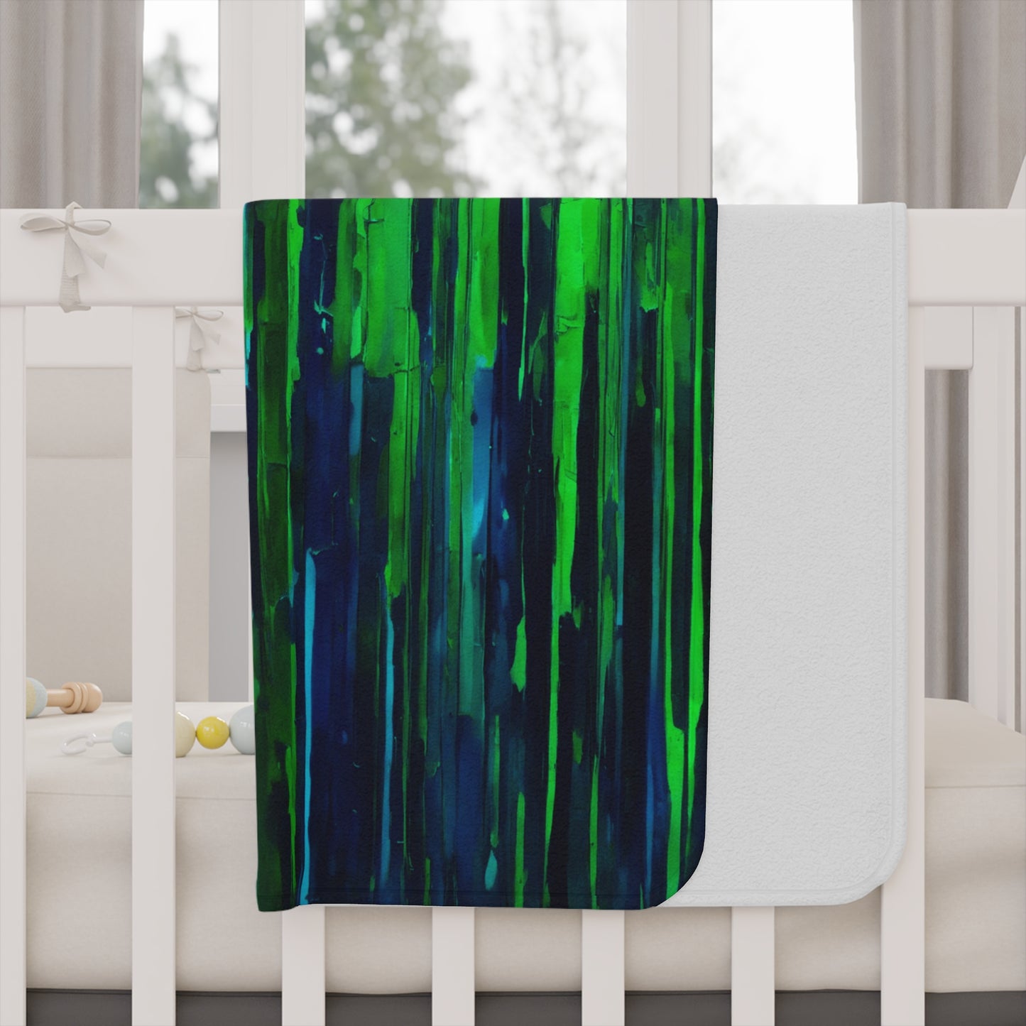 Striped Blue Green Toddler Blanket, 30" x 40"