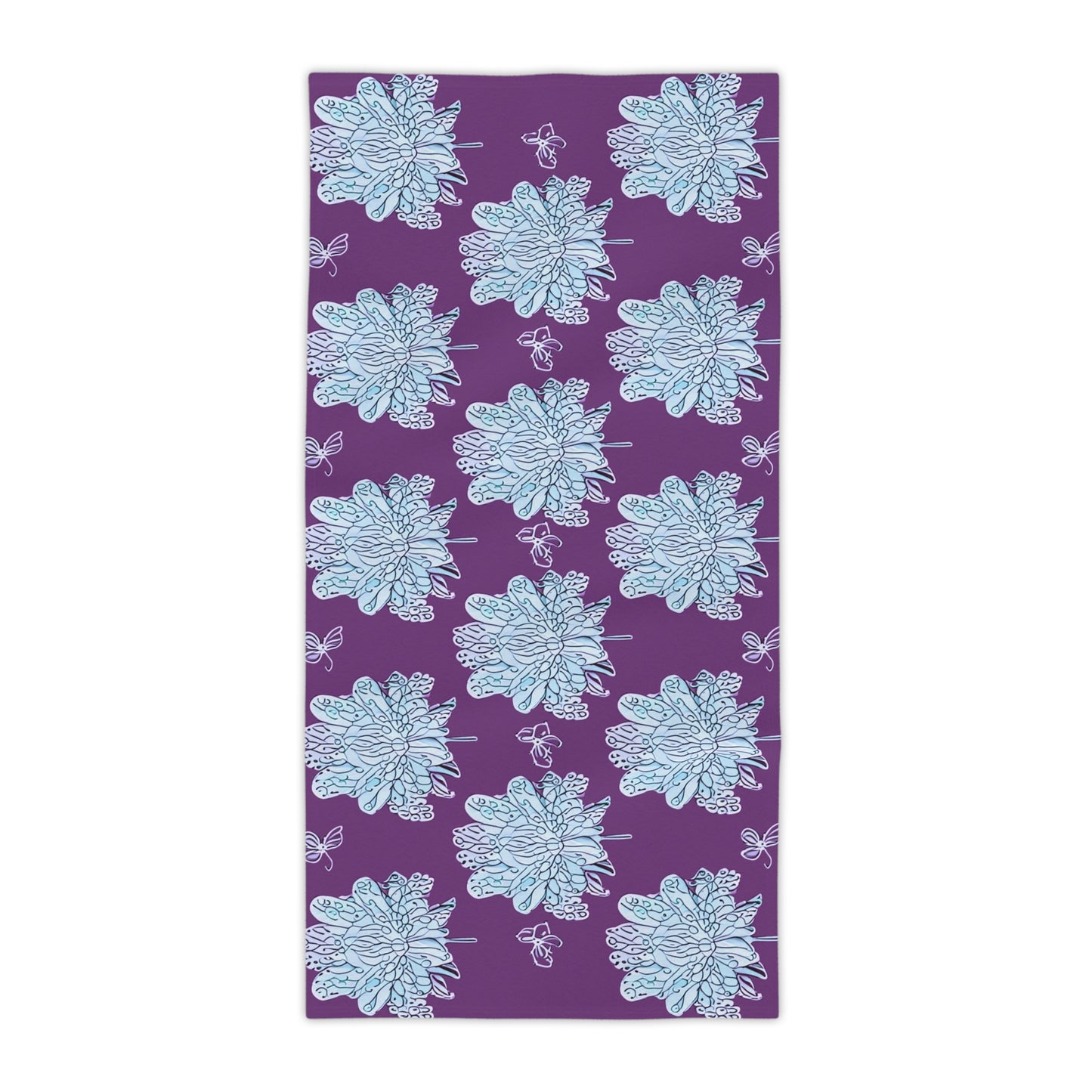 Blue Floral Butterflies Beach Towel, 30" x 60"
