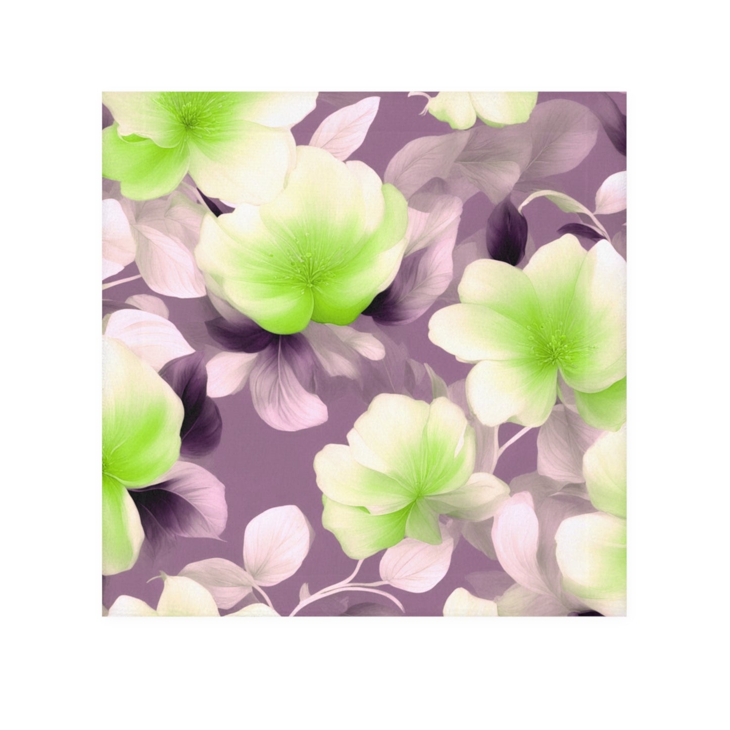 Lime Lavender Floral Bunch Face Towel, 13" x 13"