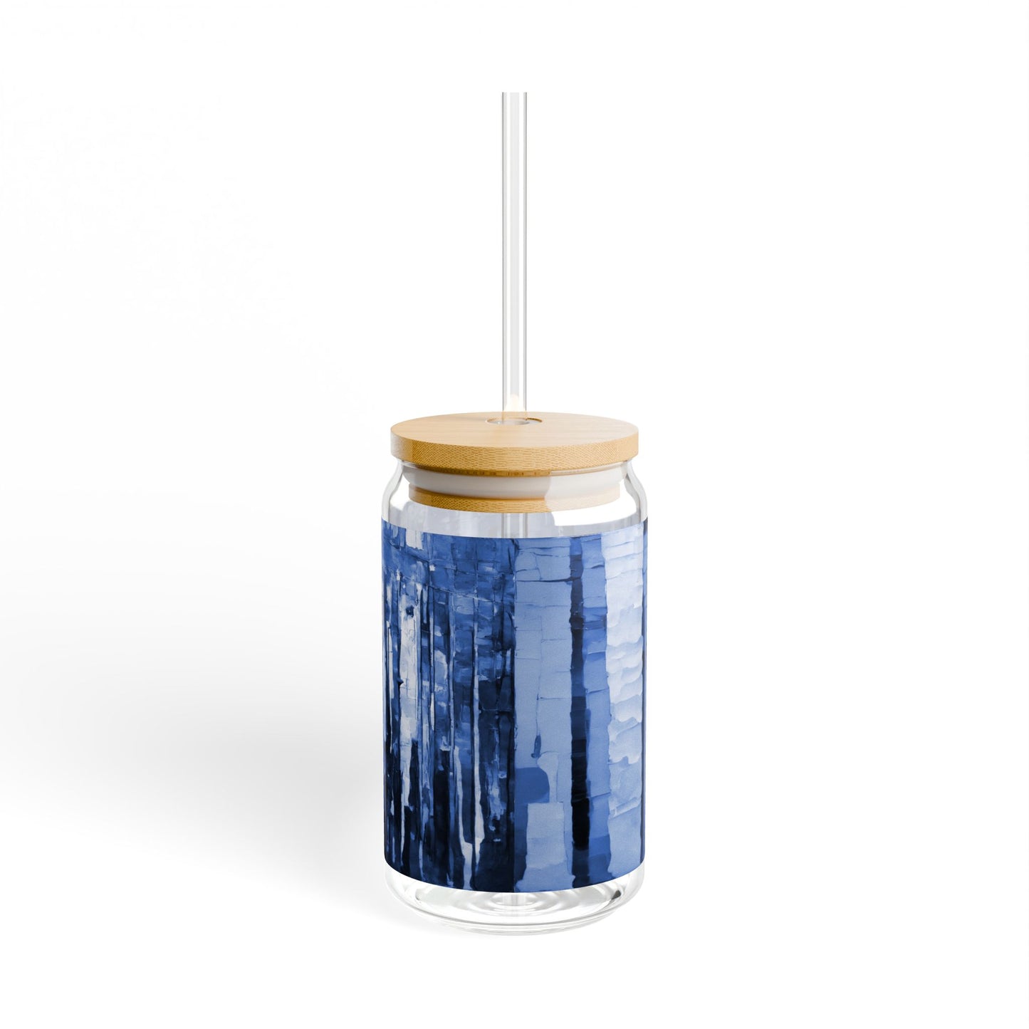 Striped Deep Blue Sipper Glass, 16oz