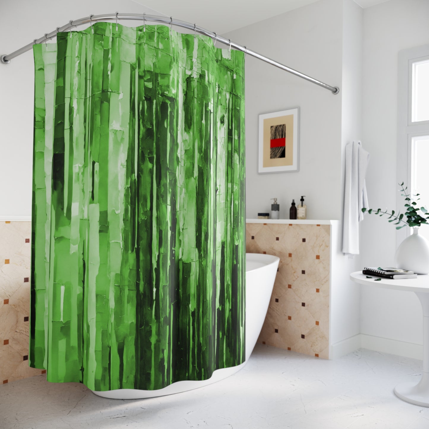 Striped Mint Pastel Shower Curtains, 71" x 74"