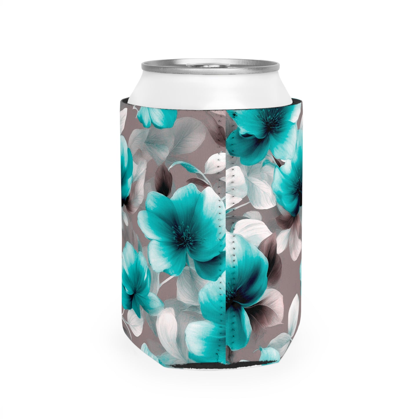 Tif Green Gray Floral Bunch 12 oz Can Cooler Sleeve