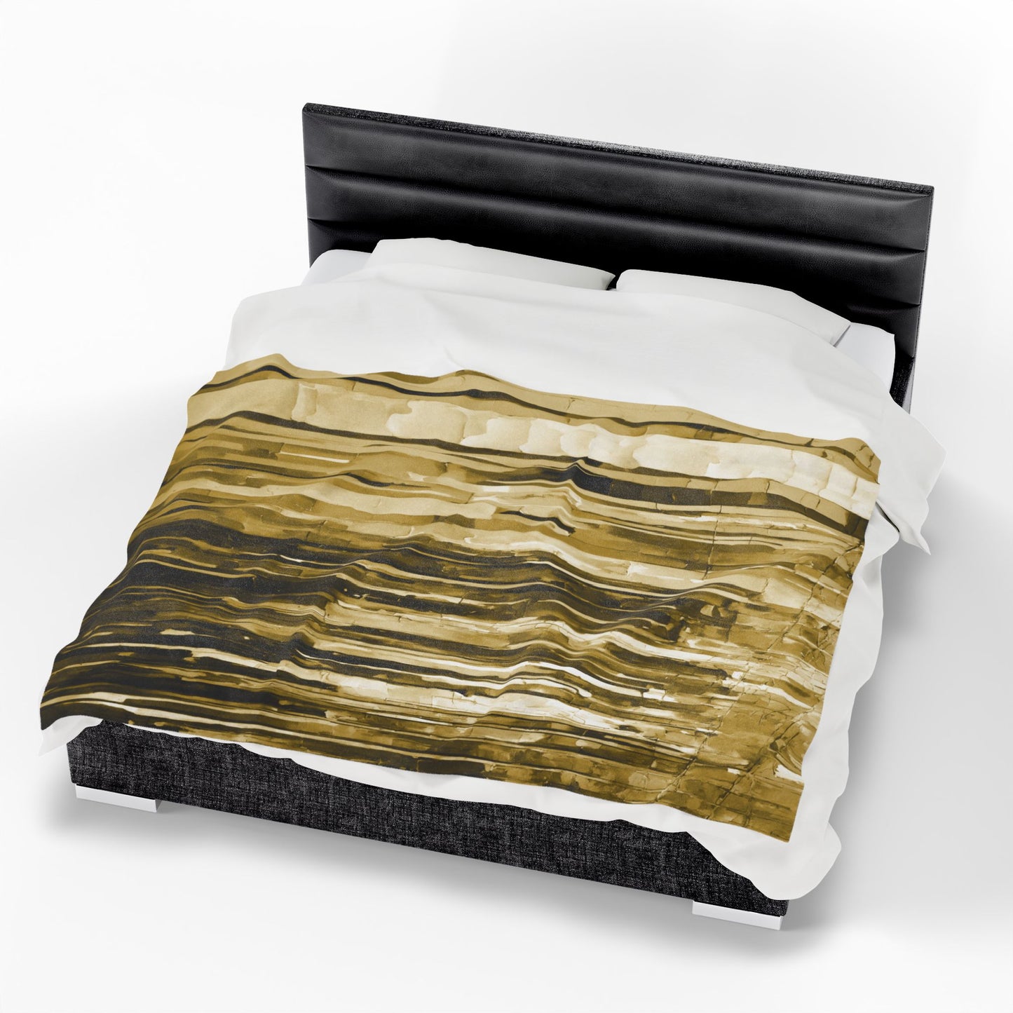 Striped Light Brown Velveteen Plush Blanket, 60" x 80"
