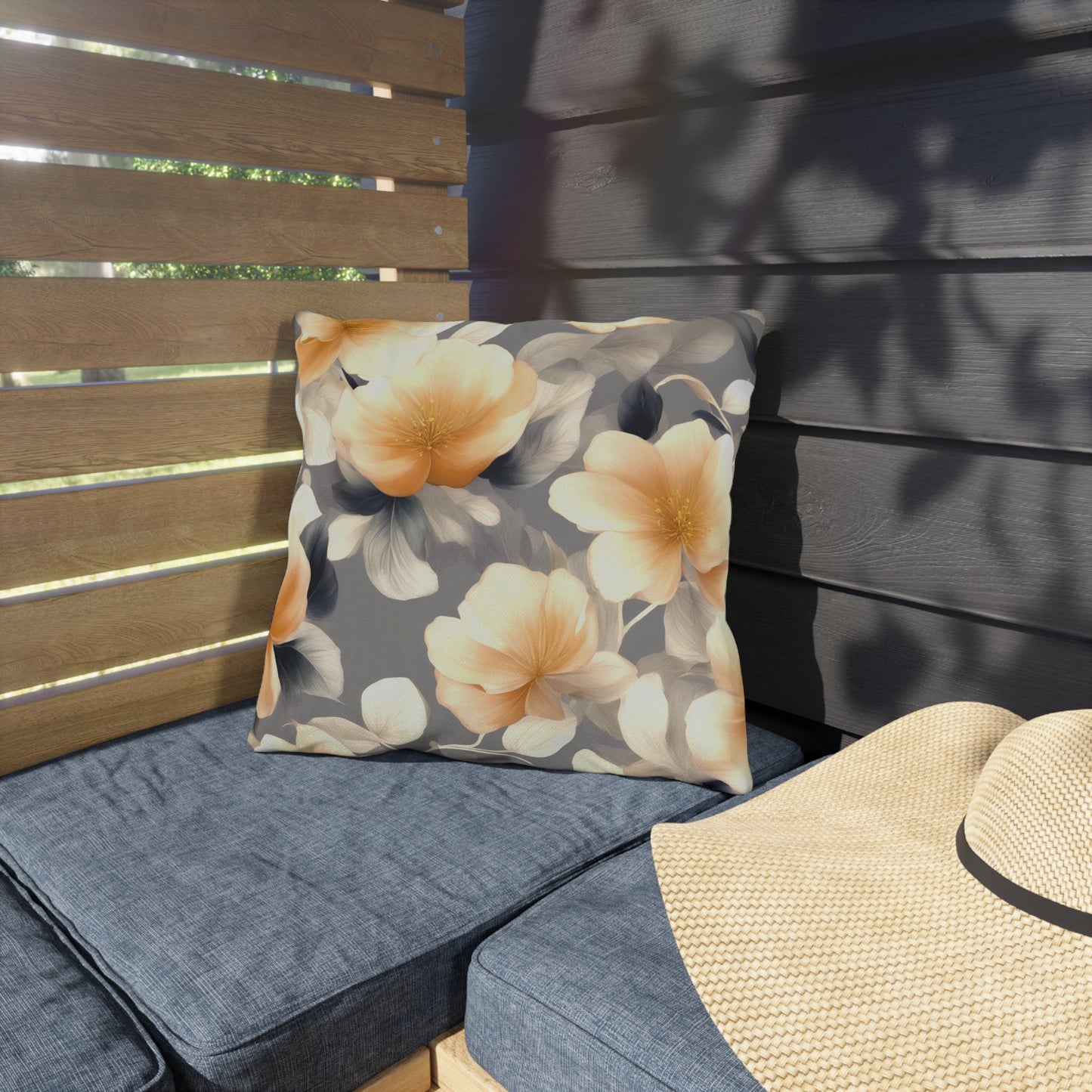 Soft Blossom Floral Bunch Outdoor Pillow, 16" x 16"