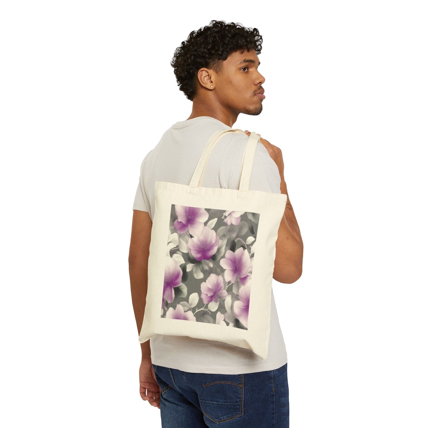 Purple Blossom Floral Bunch Cotton Canvas Tote Bag