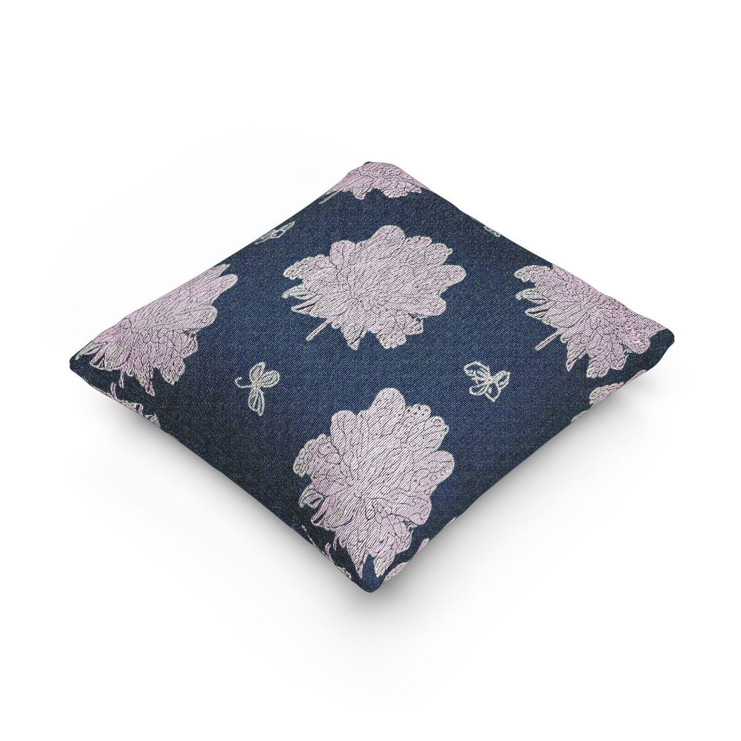 Purple White Floral Butterflies Woven Pillow, 17" x 18"