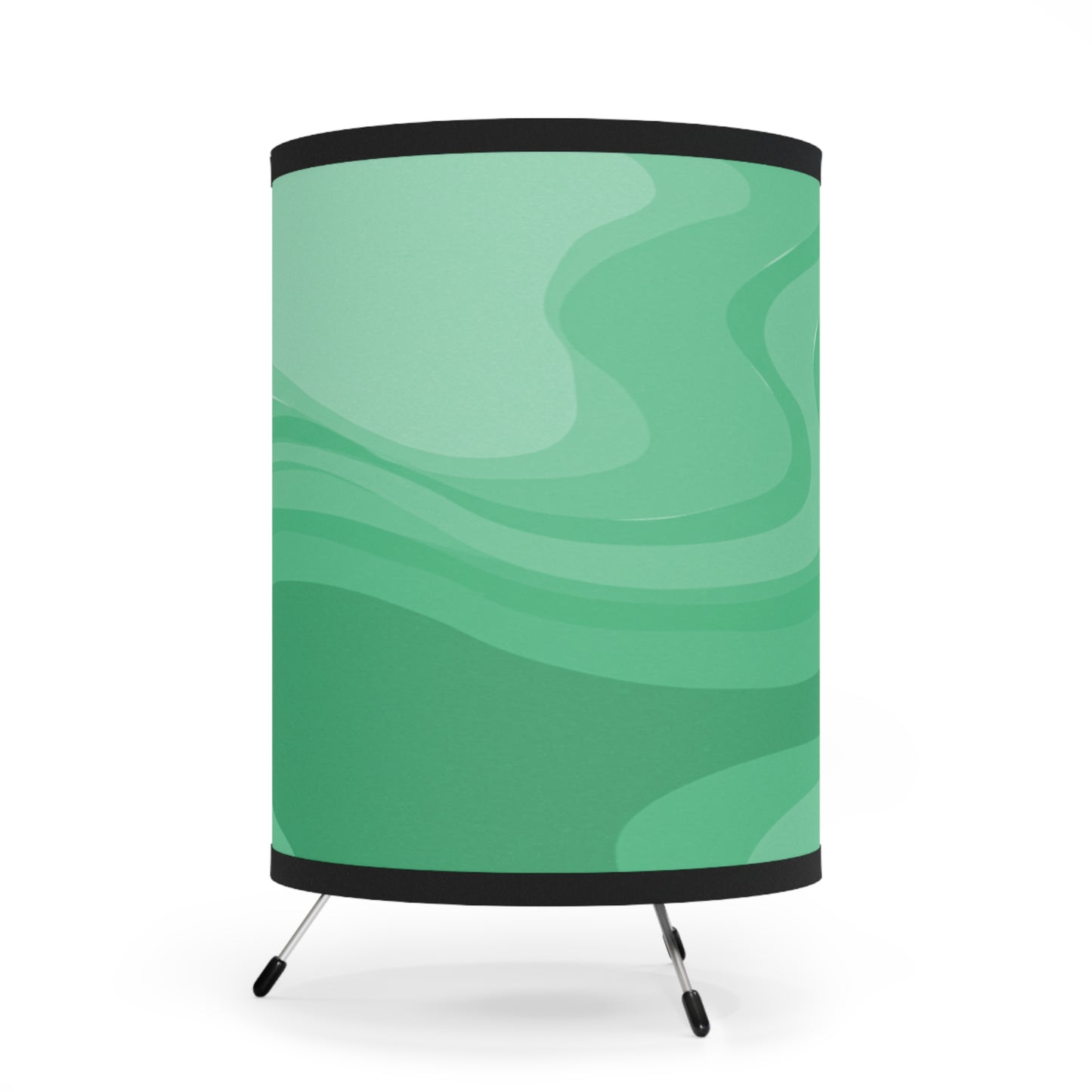 Mint Green Wavey Tripod Lamp with High-Res Printed Shade, US\CA plug