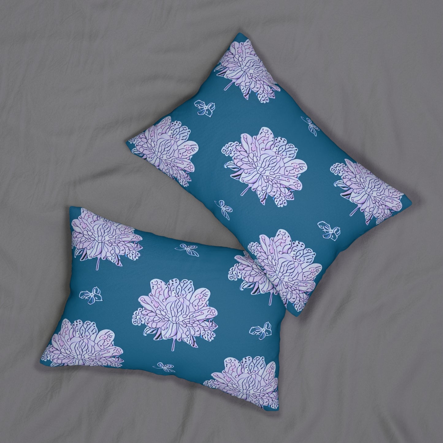 Lavender Floral Butterflies Spun Polyester Lumbar Pillow, 20" x 14"
