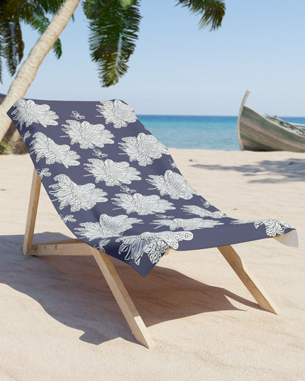 White Floral Butterflies 30" x 60" Beach Towel
