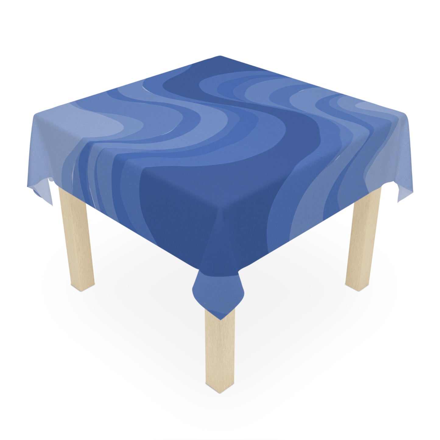 Deep Blue Wavey Tablecloth, 55" x 55"
