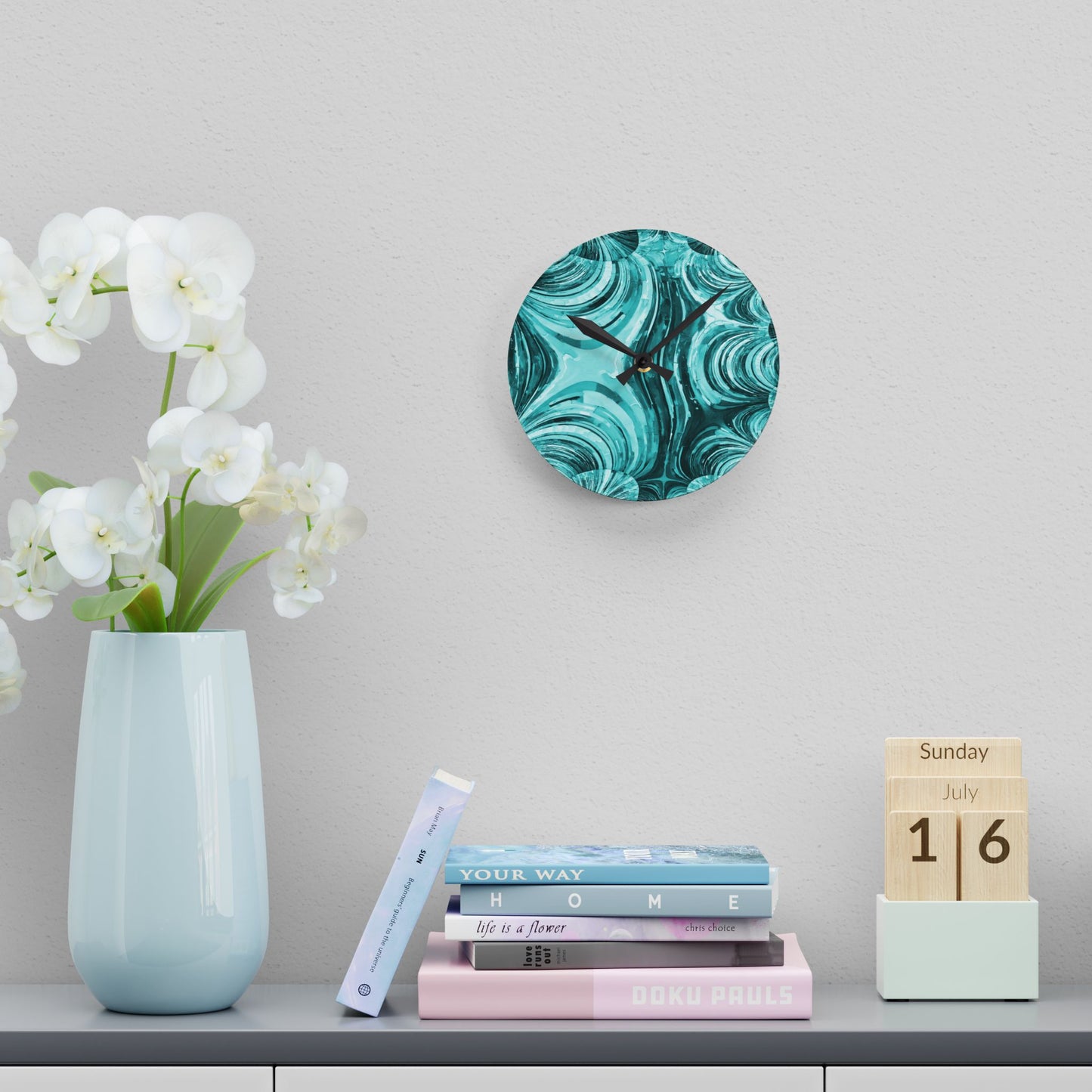 Uzi Spiral Tif Acrylic Round Wall Clock, 8" x 8"