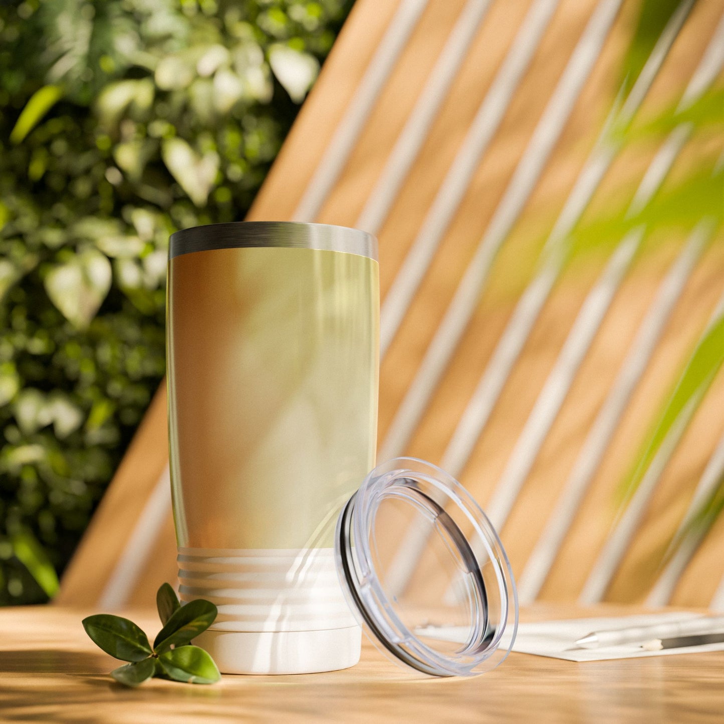 Lemon Fade Ringneck Tumbler, 20oz in white, steel and black