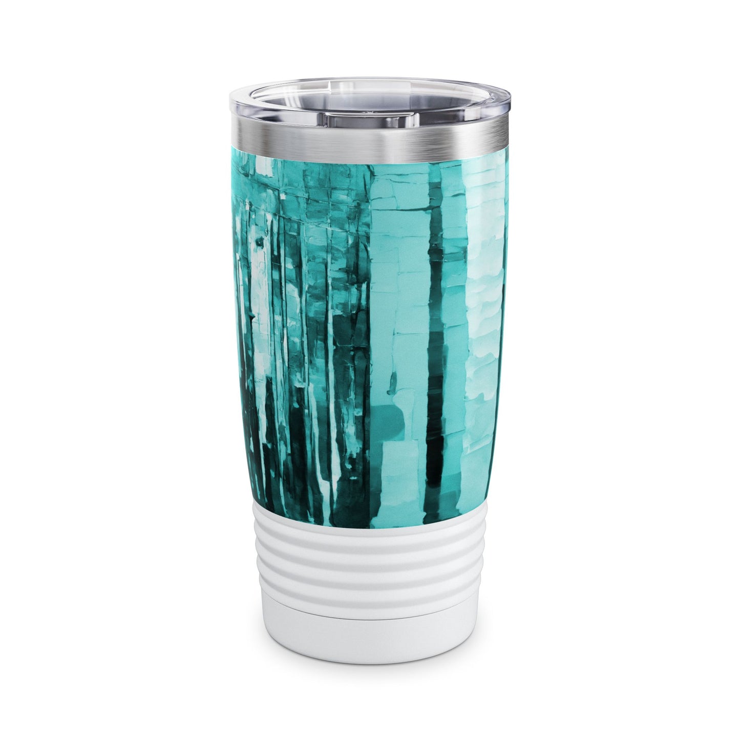 Striped Tif Ringneck Tumbler, 20oz in white, steel and black