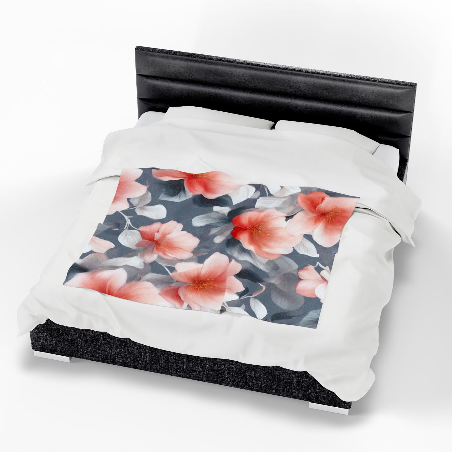 Red Blossom Floral Bunch Velveteen Plush Blanket, 50" x 60"