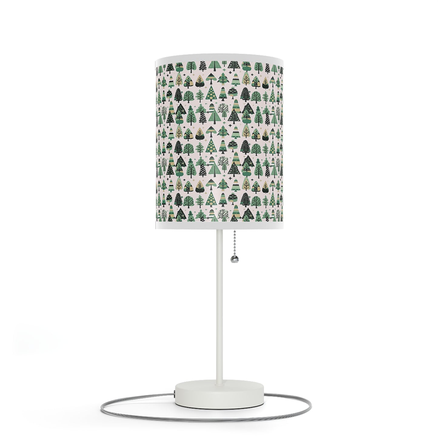 Mini Vintage Green Trees Table Lamp on a White or Silver Stand, US|CA plug
