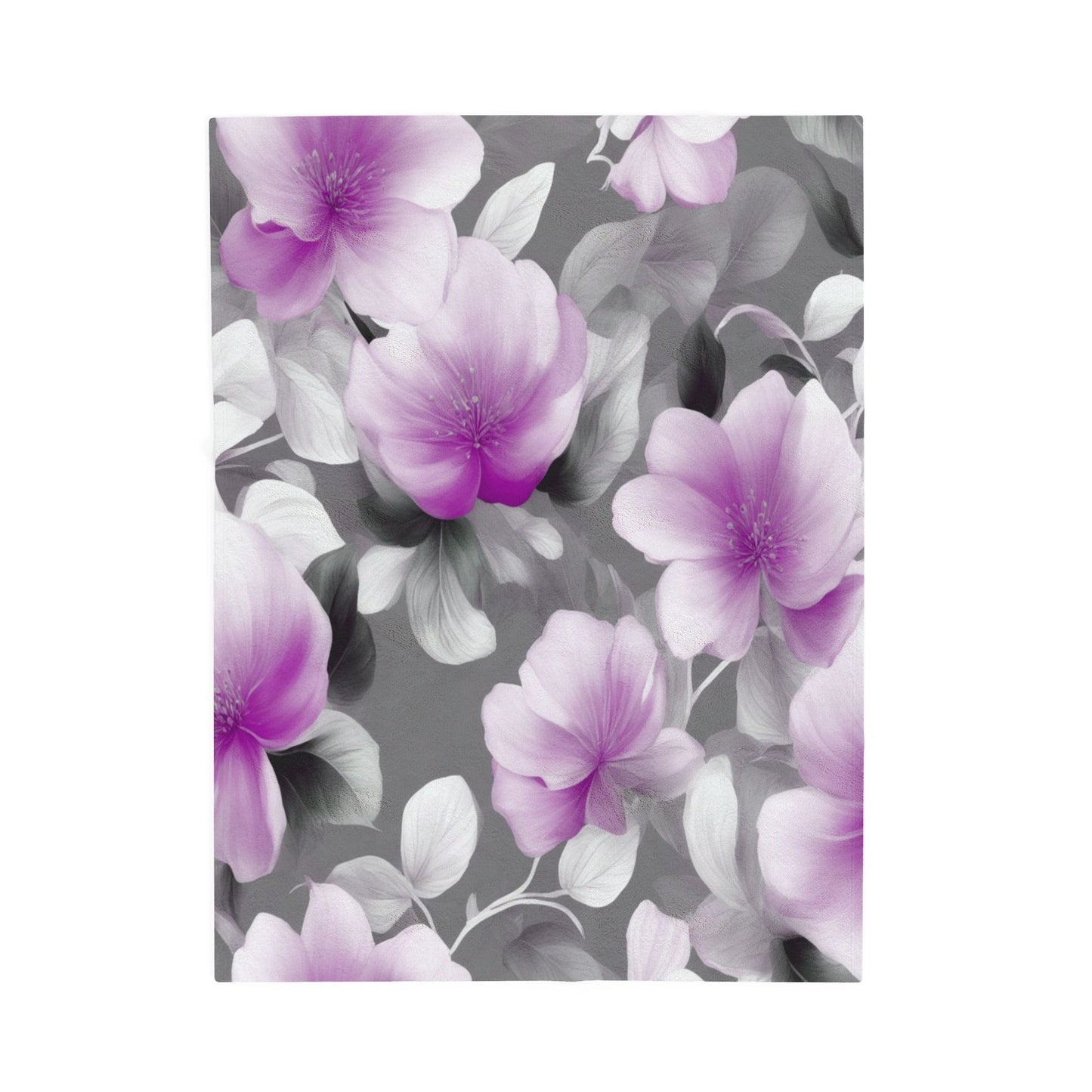 Purple Blossom Floral Bunch Velveteen Plush Blanket, 30" x 40"