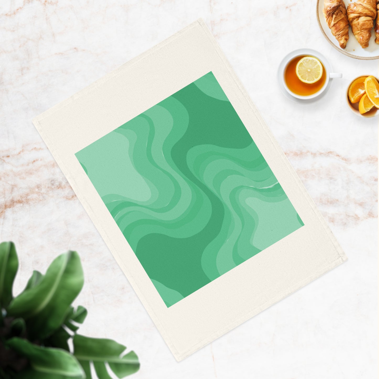 Mint Green Wavey 19.6" x 27.5" Cotton Tea Towel