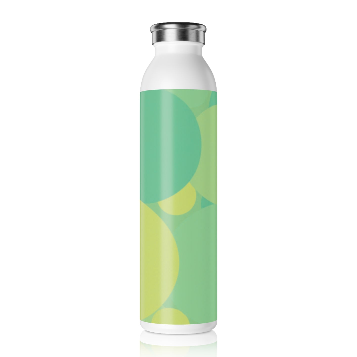 Pastel Green Patches Slim Water Bottle, 20 oz White