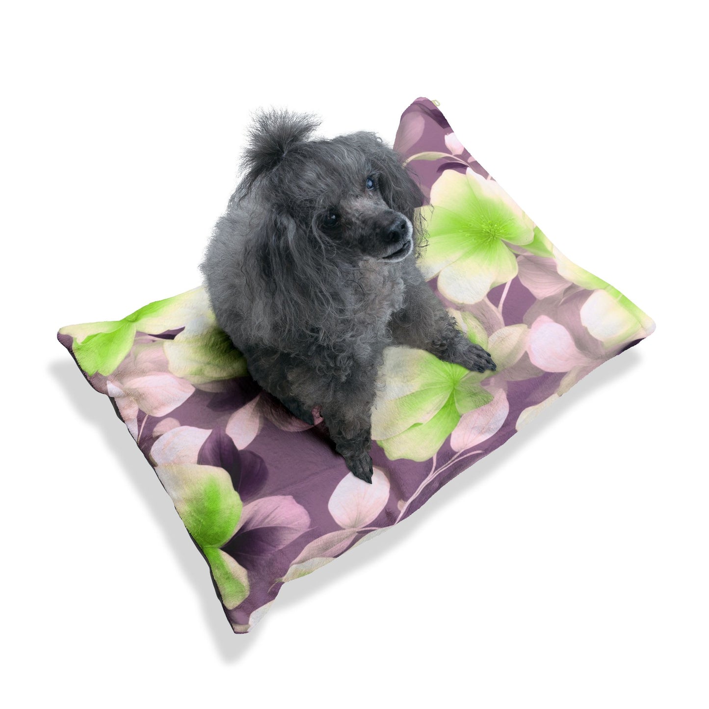 Lime Lavender Floral Bunch Pet Bed, 28" × 18"