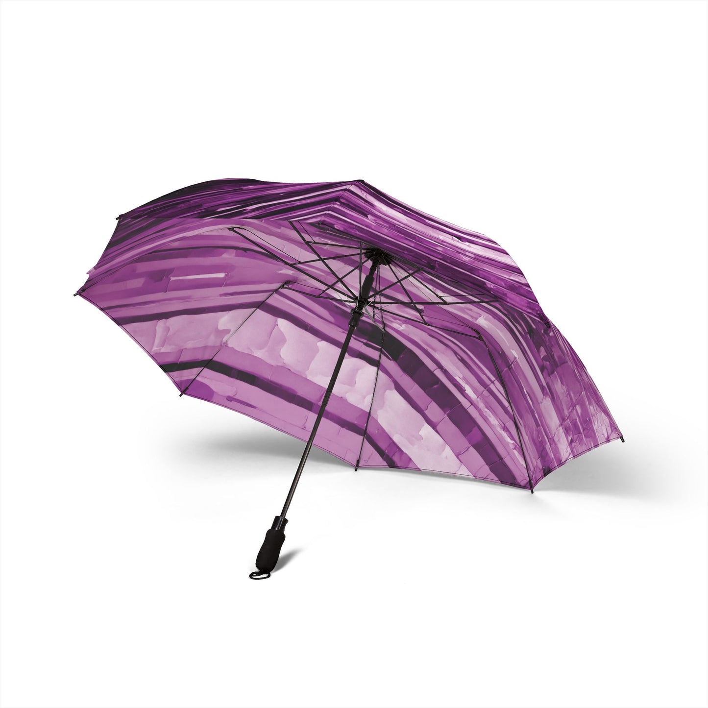 Striped Powder Lavender Foldable Umbrella - Compact & Chic
