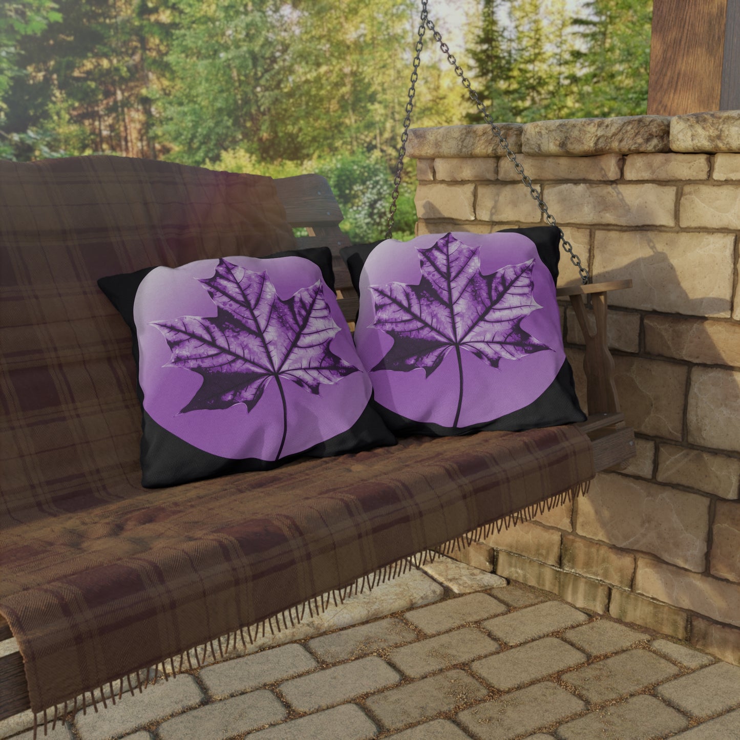 Purple Maple Leaf 20" x 20" Outdoor Pillow