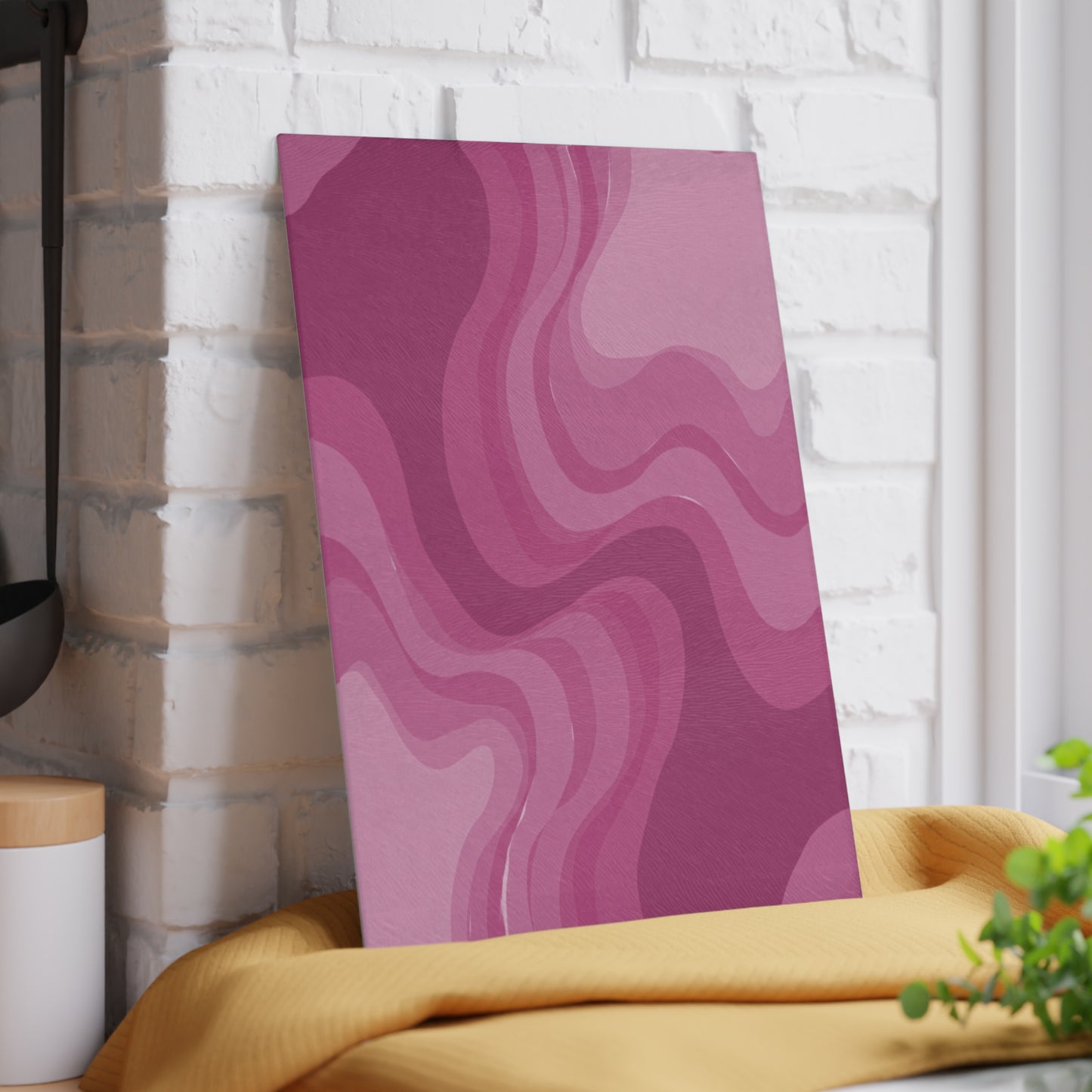 Pinky Mauve Wavey 8" x 11" Glass Cutting Board